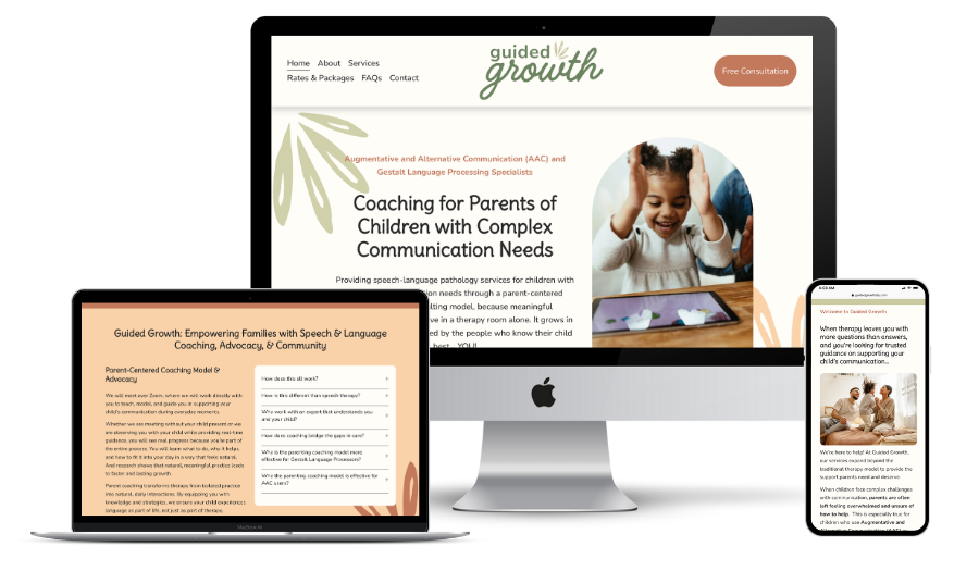 Website design, custom brand elements, copy, SEO, stock photos