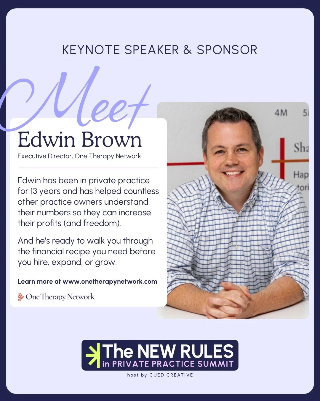 Do you actually know your numbers, or are you just hoping the bank account looks okay at the end of the month?

Edwin Brown is the Executive Director of One Therapy Network, and he has helped countless practice owners finally understand what their nu