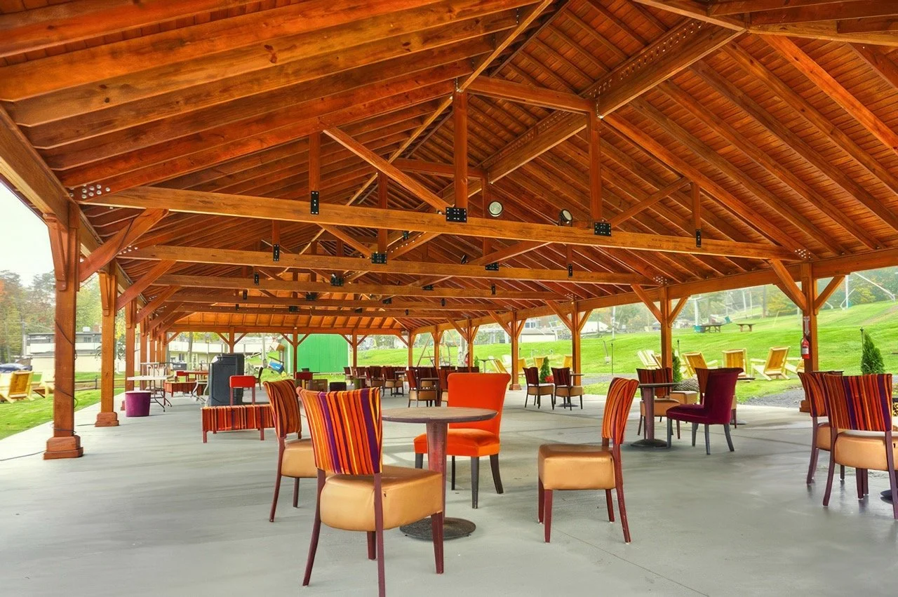 40' x 100' interior ceiling of a large commercial pavilion