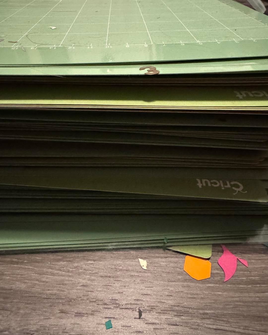 I have a hard time throwing out my old cricut mats so I keep saving them.  Thinking I have a problem or a productive business?