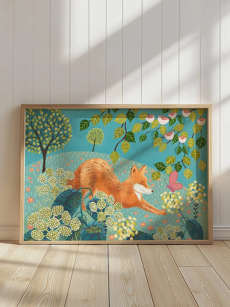 Fox Meets Butterfly – A Whimsical Encounter in the Wild
