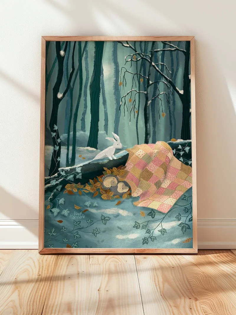 Magical Winter Woodland | Hedgehog Art Print