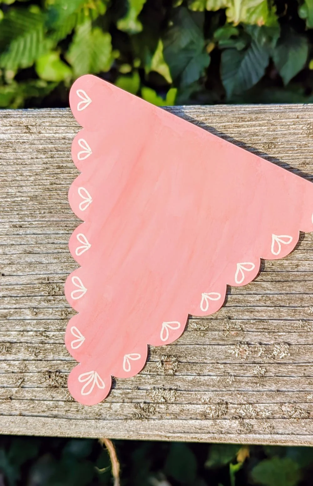 Bunting in pink, yellow and cream.