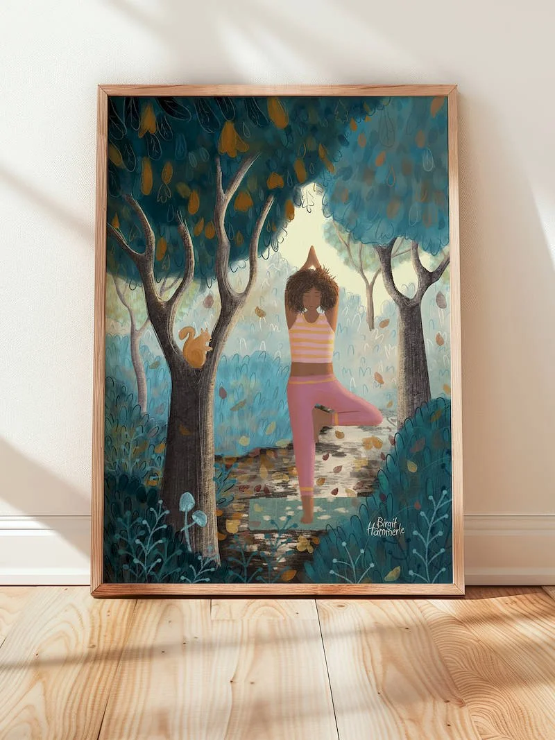 Autumn Forest Yoga Art Print | Slow Living Art Print