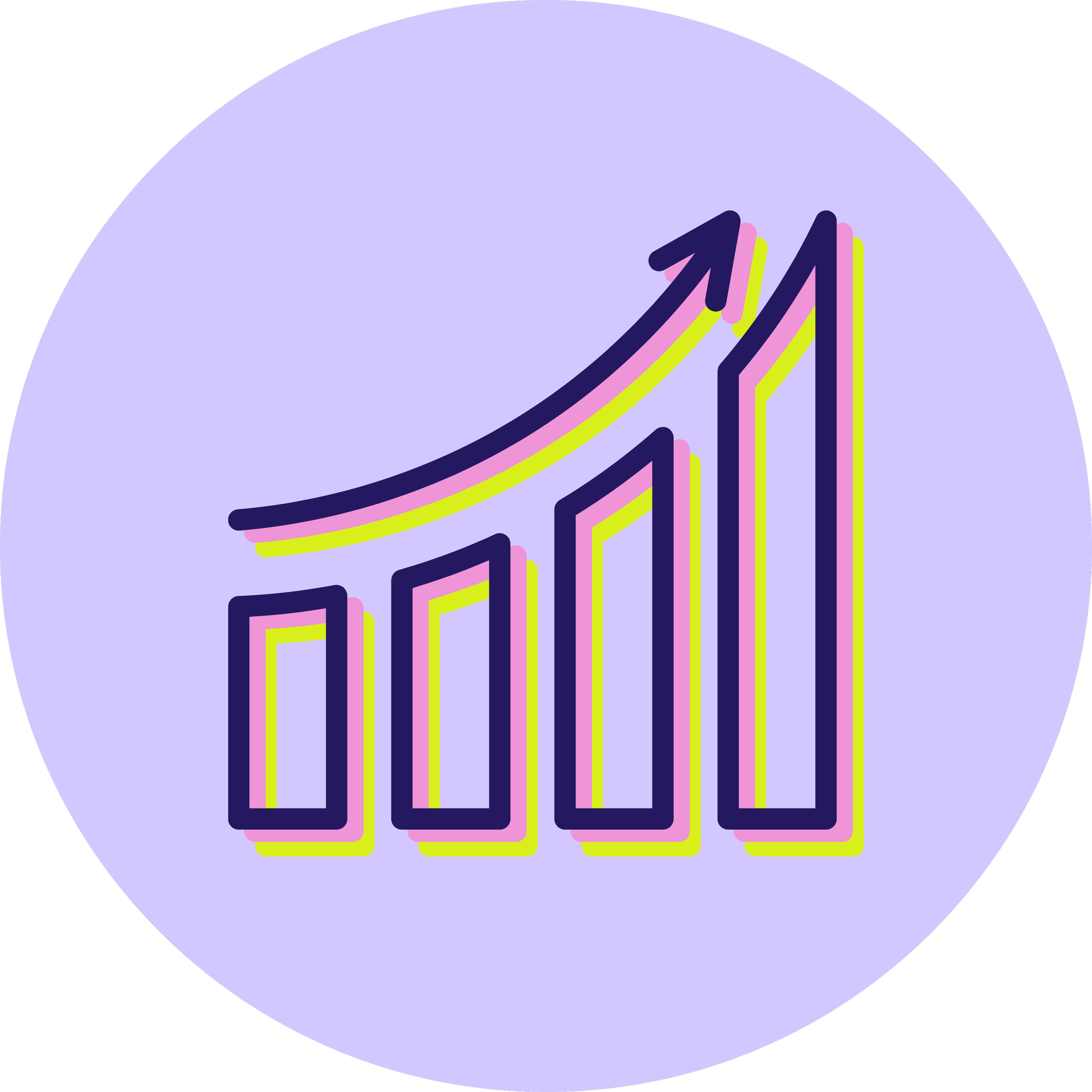 Upward trending graph icon representing intentional growth, a core value of Click Command Co.