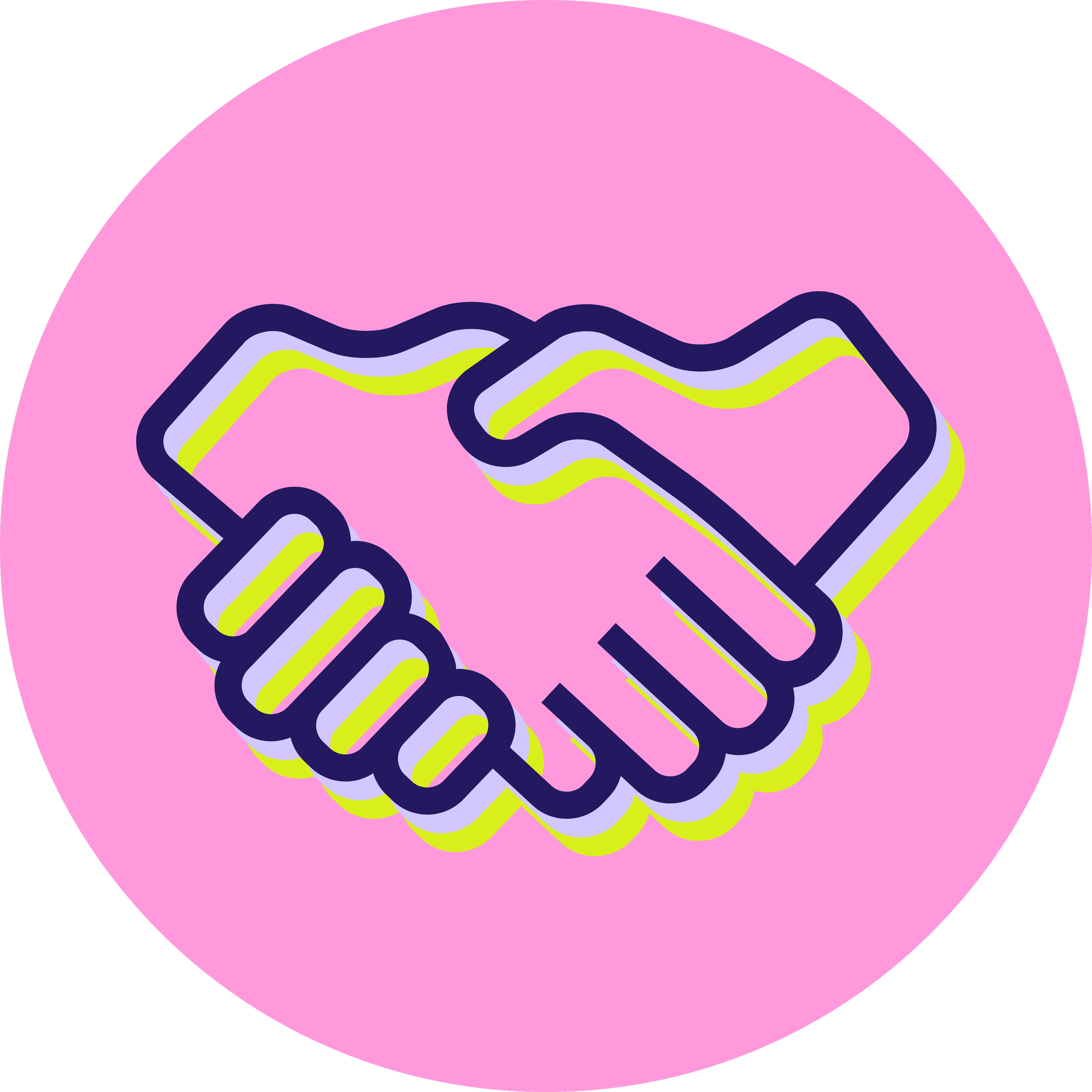 Handshake icon representing authentic partnership, a core value of Click Command Co.