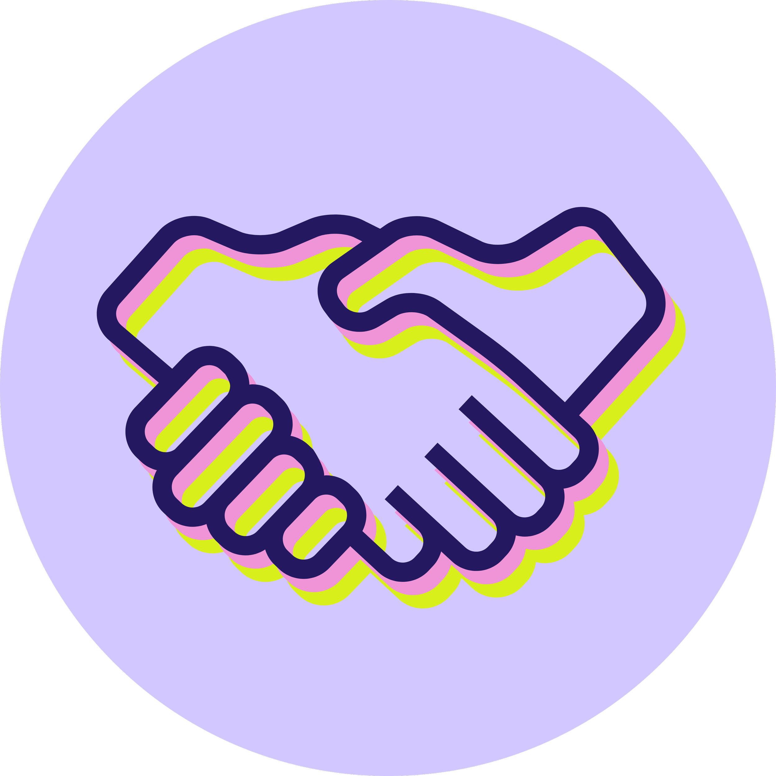 Handshake icon representing authentic partnership, a core value of Click Command Co.