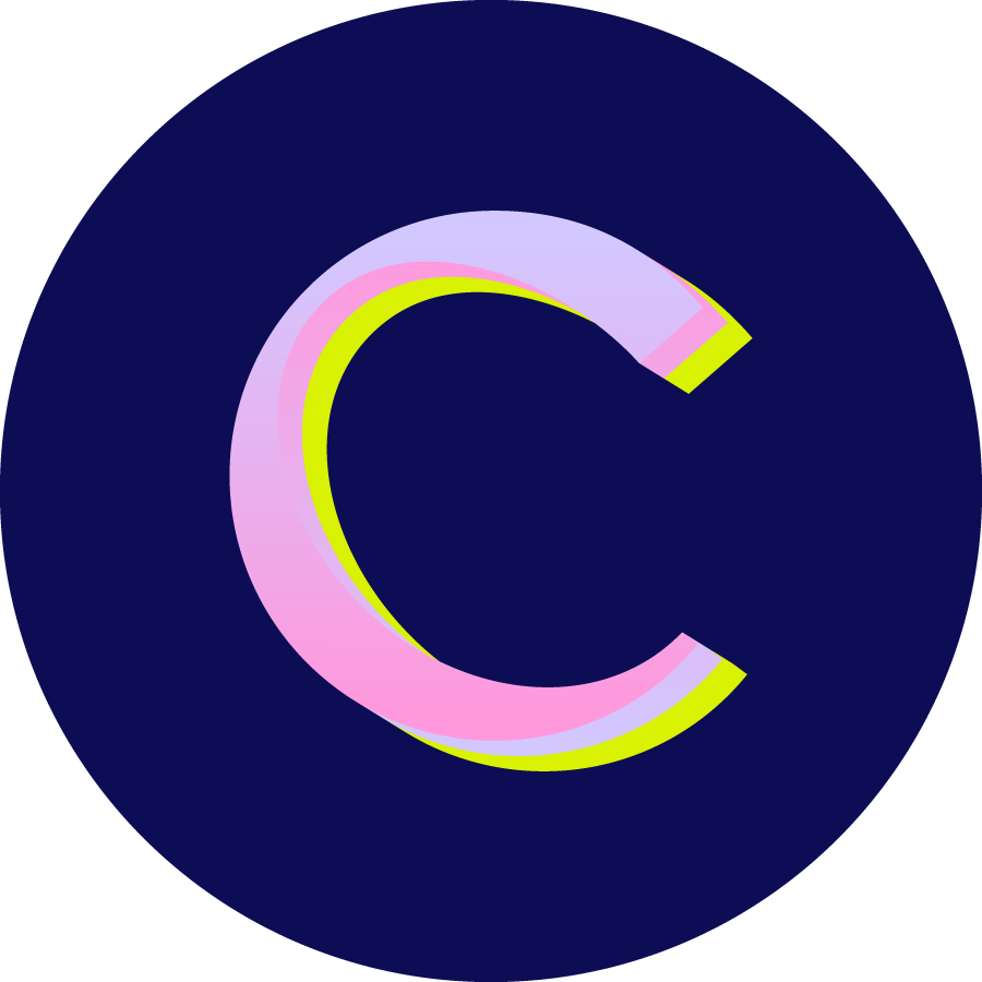 Click Command Co. signature C brand mark on navy background