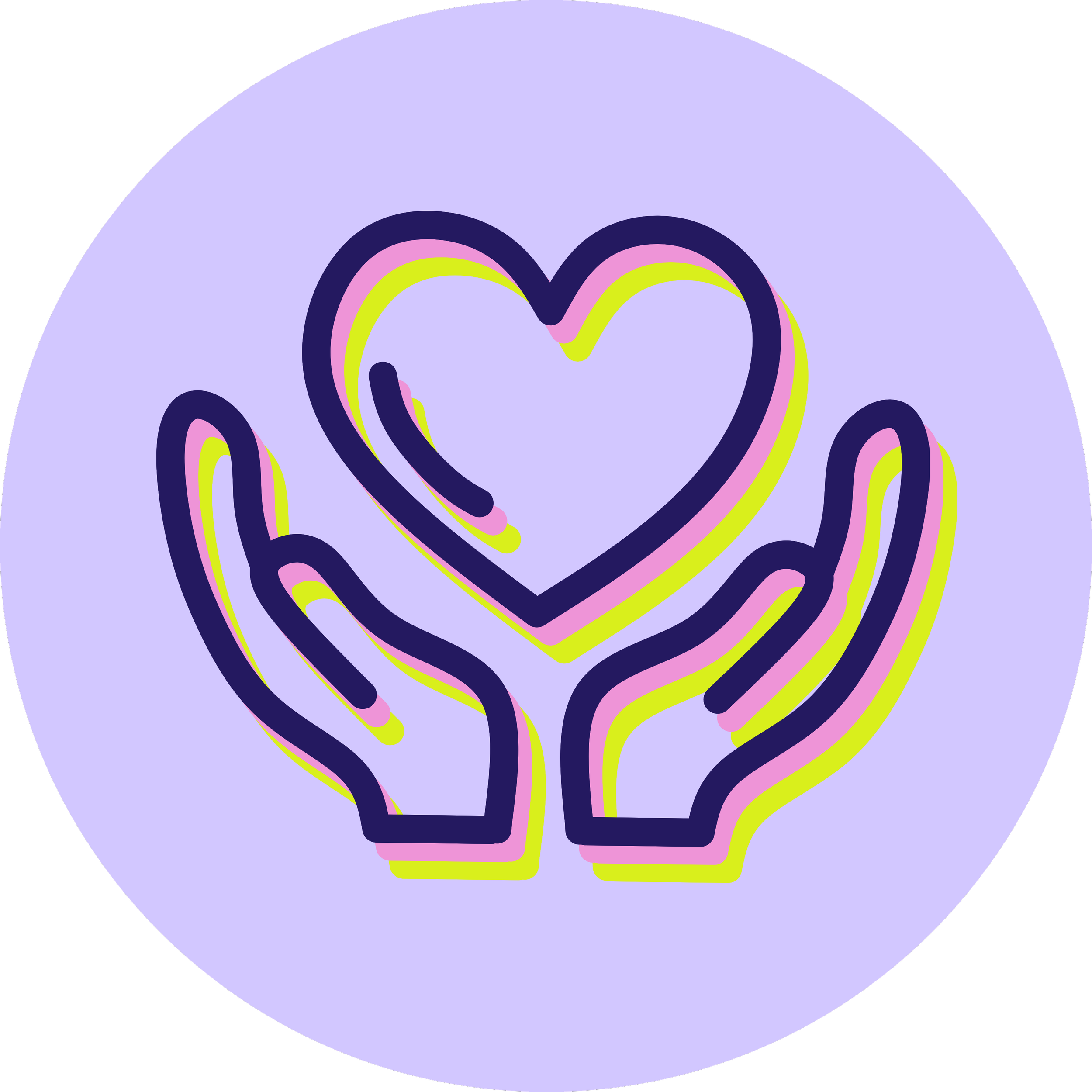 Two hands under a heart icon representing inclusivity and respect, a core value of Click Command Co.