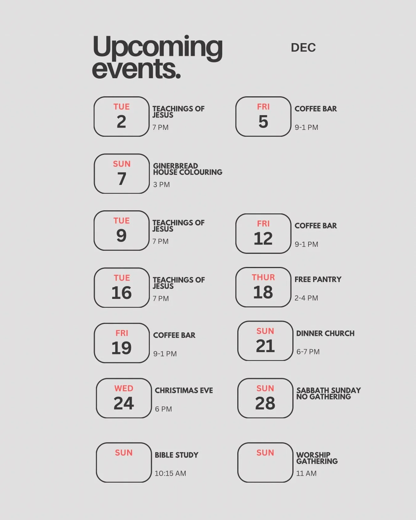 Come hang out this December!