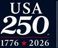 USA 250 logo with the years 1776 and 2026 and a red star