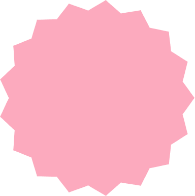 Pink badge with zigzag edges