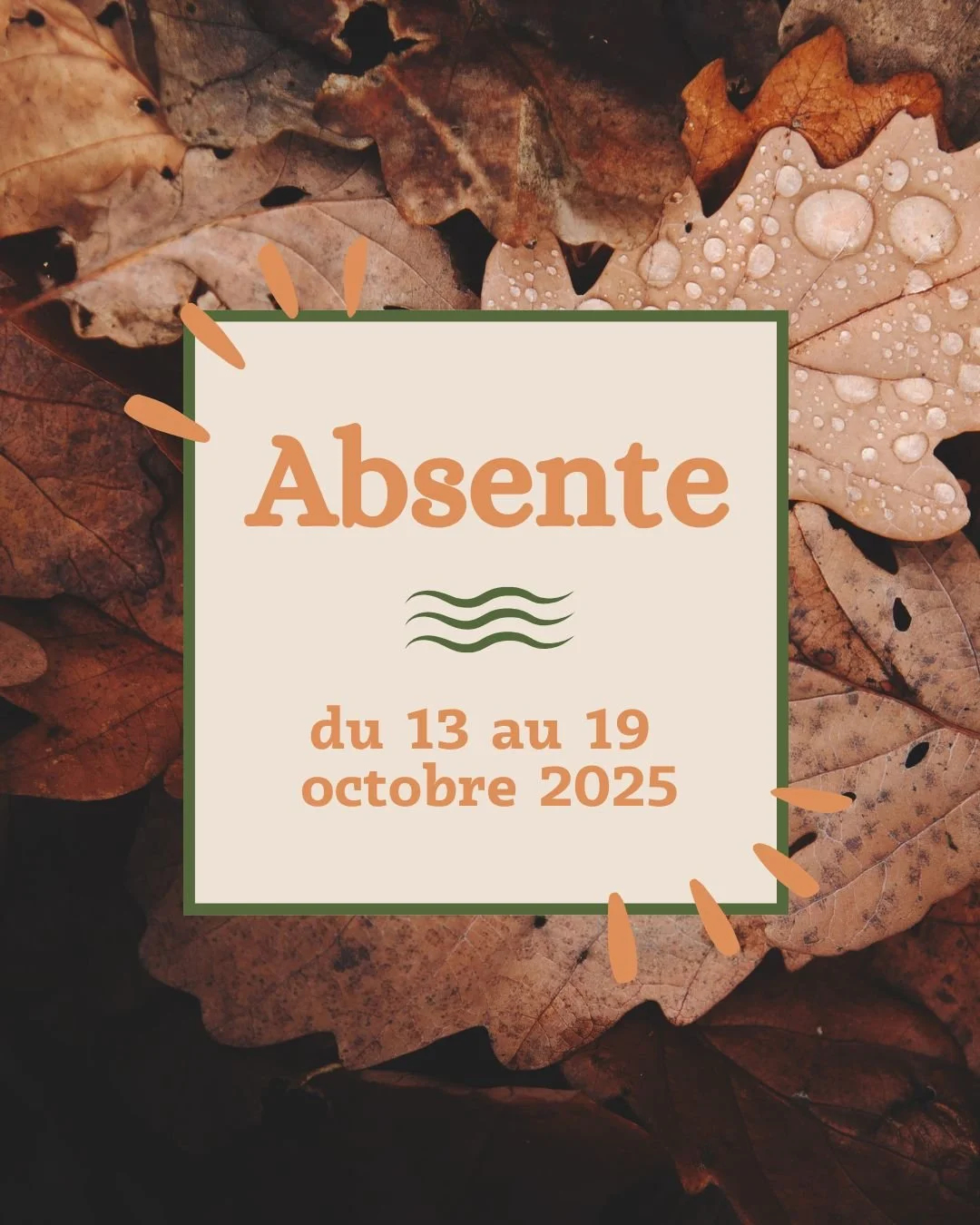 🌿 Hello les vadrouilleurs ! 👋

Petit message avant que tu penses que j&rsquo;ai &eacute;t&eacute; kidnapp&eacute;e par une meute de chiots trop mignons (quoique&hellip; &ccedil;a ne me d&eacute;rangerait pas 😏🐶💚).

👉 Je serai absente du 13 au 1