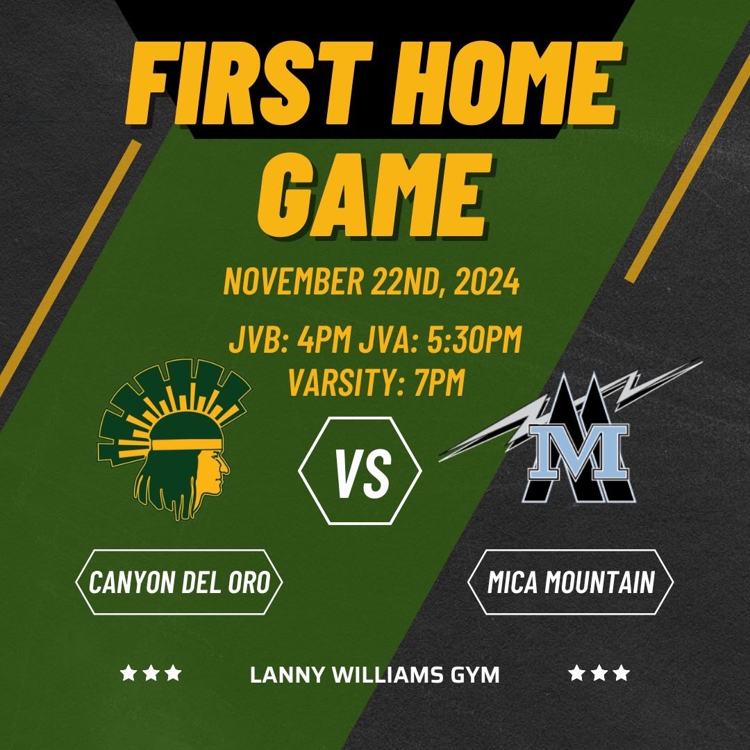 FIRST HOME GAME IS TONIGHT‼️ Come out and support as we matchup against Mica Mountain. Snack bar will be open! 

JVB @ 4pm
JVA @ 5:30pm
Varsity @ 7pm