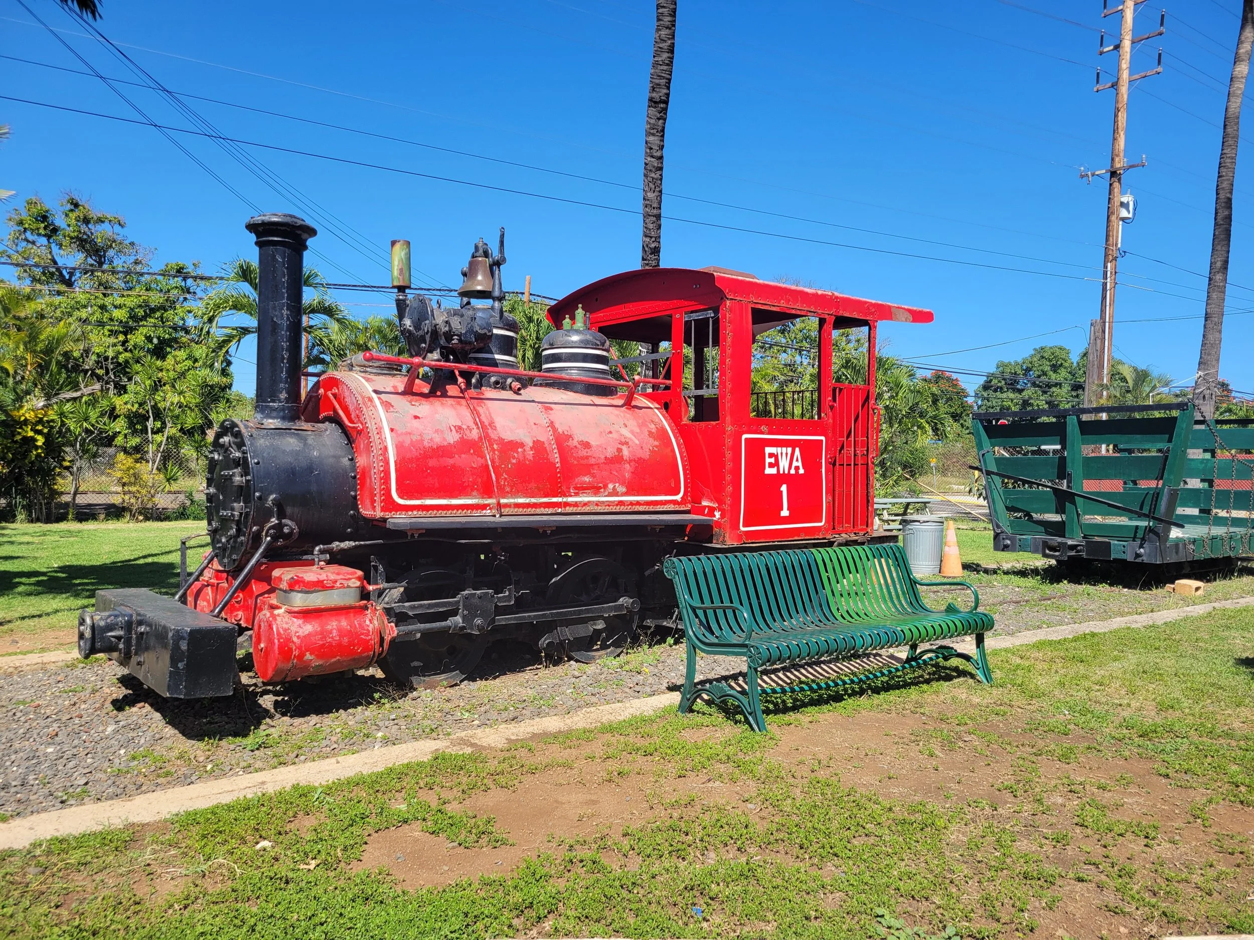 There was a locomotive the color of candied apples