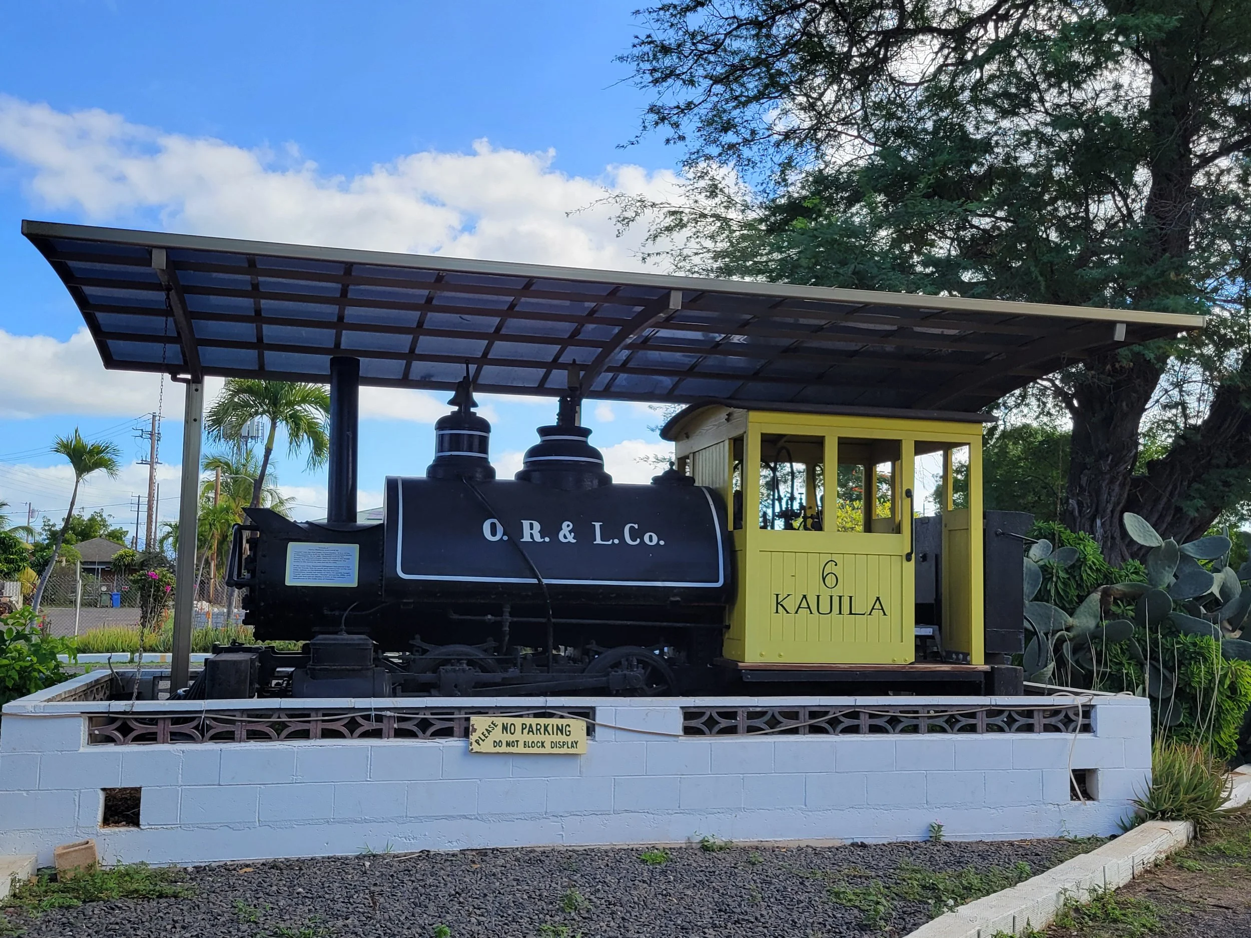 There was a yellow locomotive