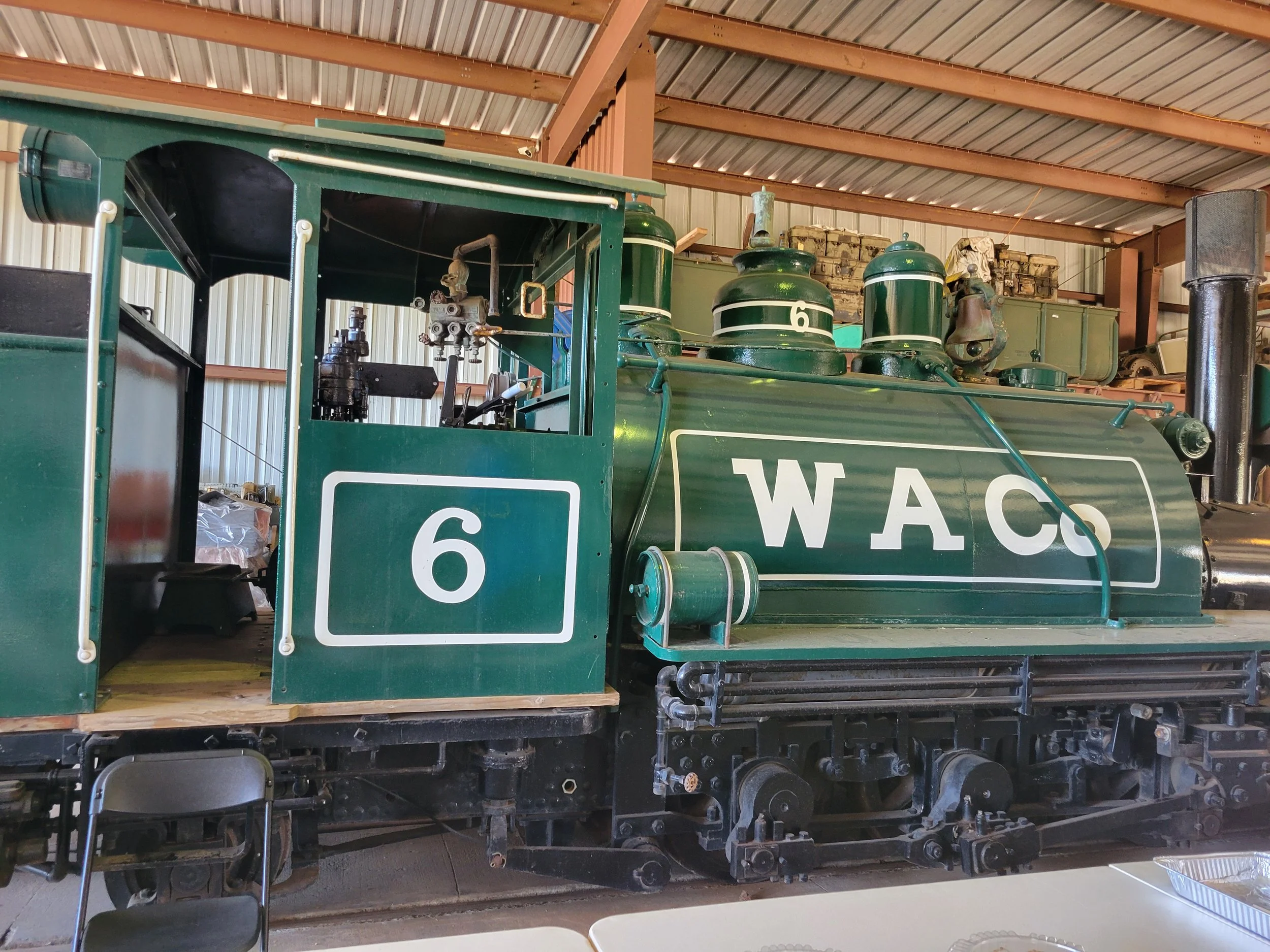 There was a green locomotive