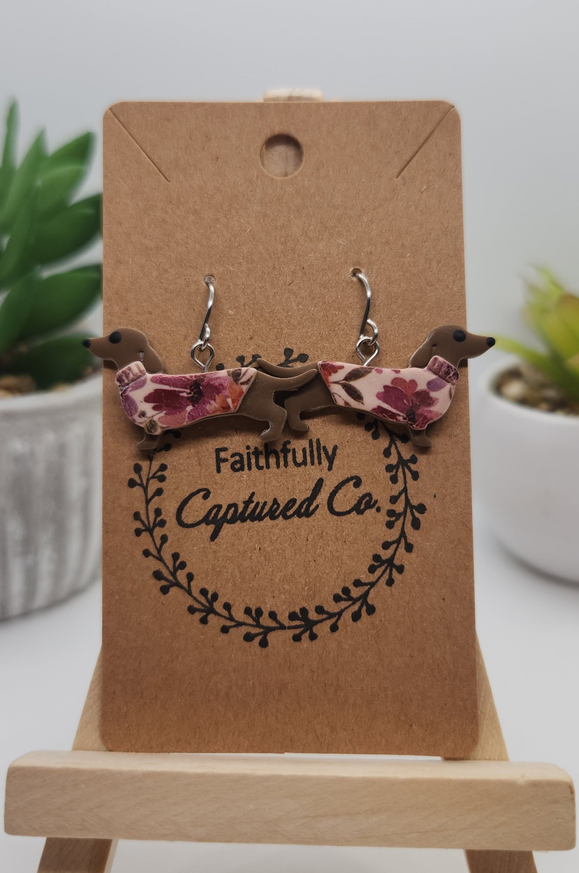 Floral Cozy Weenie Dog Dangles
