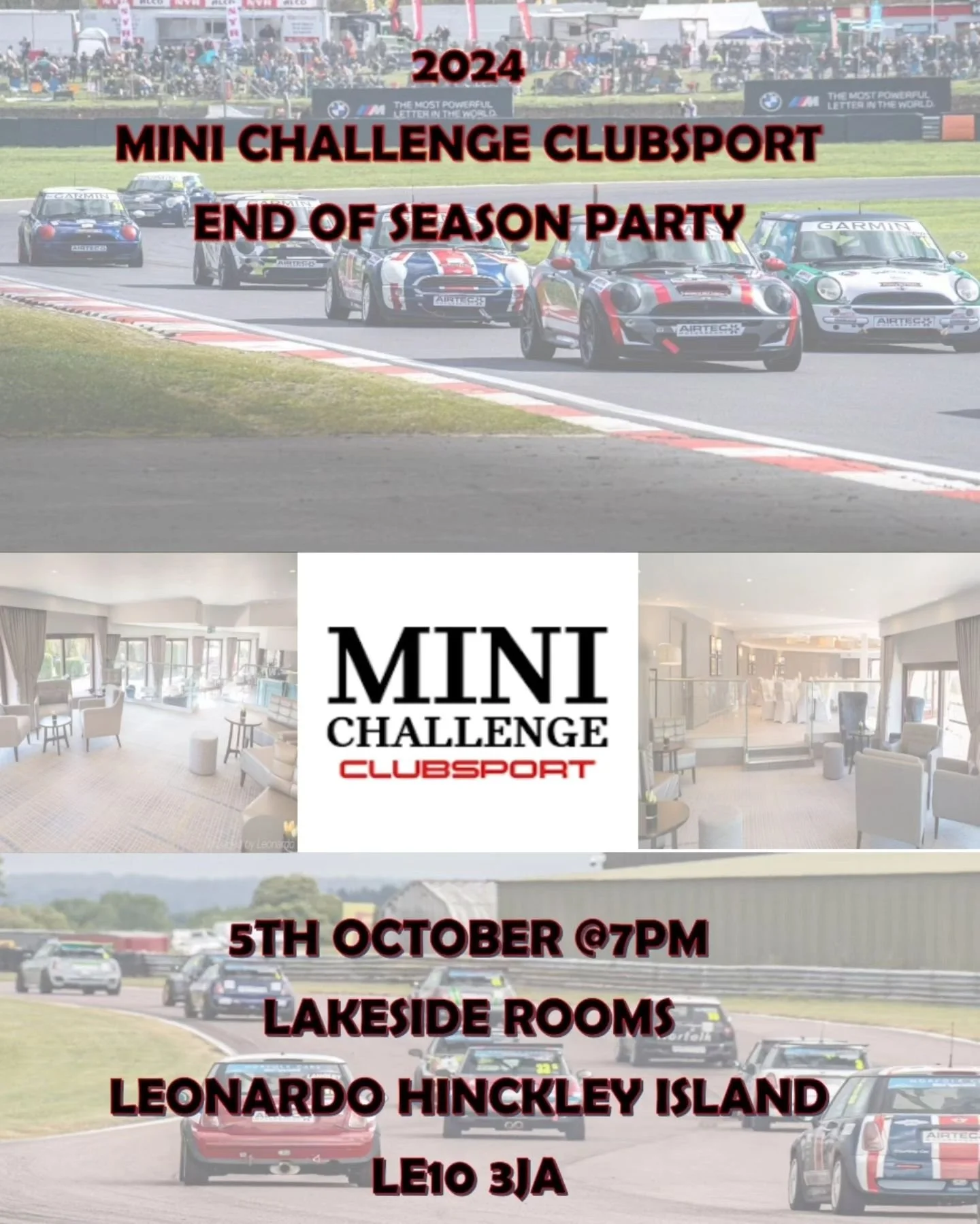 Just a few days to go until our end of season party! 🎉🍾

We look forward to seeing you all there 🏁
.
.
.
#minichallengeclubsport #miniracing #minichallenge #minicoopers #r53 #r56 #motorsport #cars #mini #miniracecar #racecars #racing #party #celeb