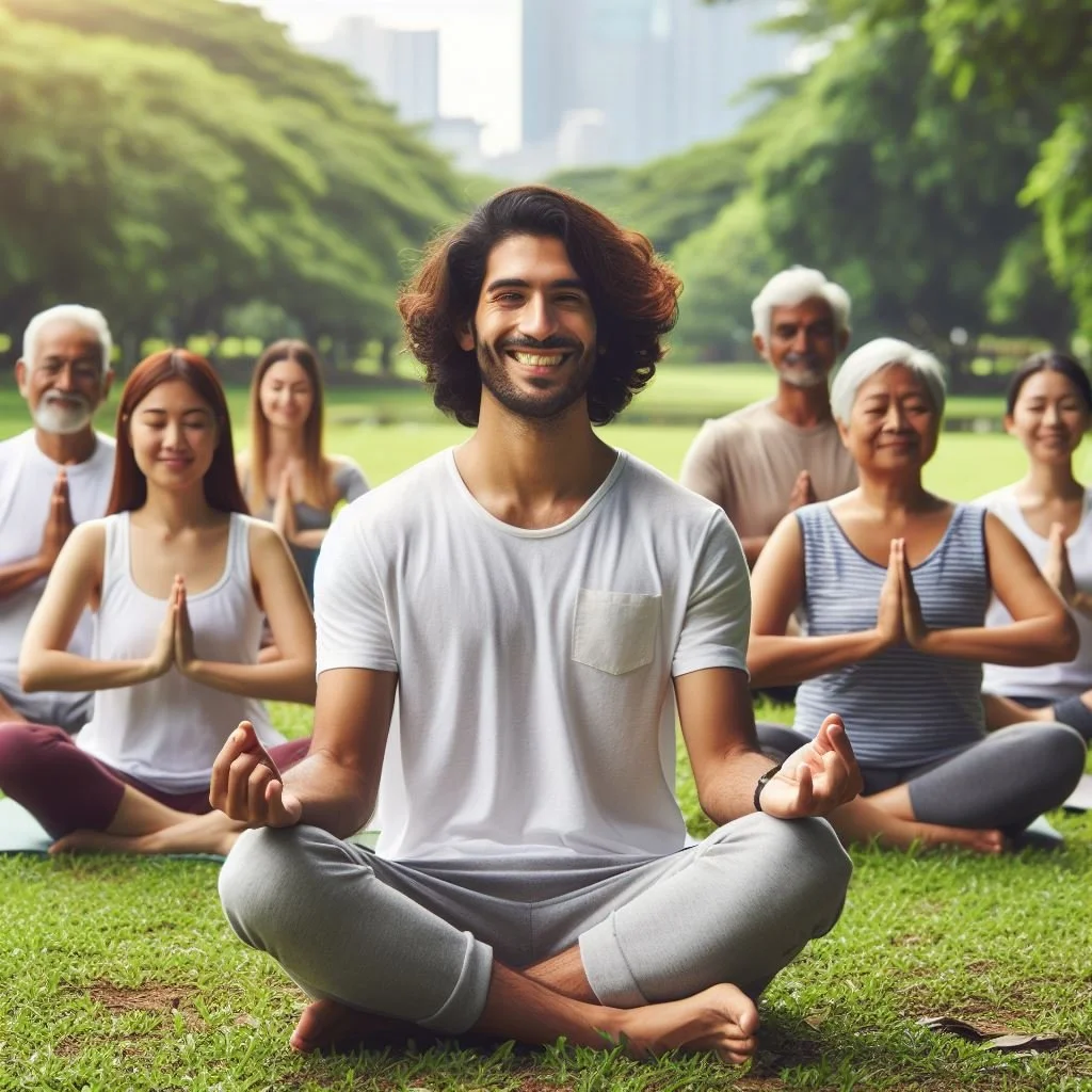 Drawing of a brain with an apple, carrot, brocoli, and a weight inside.