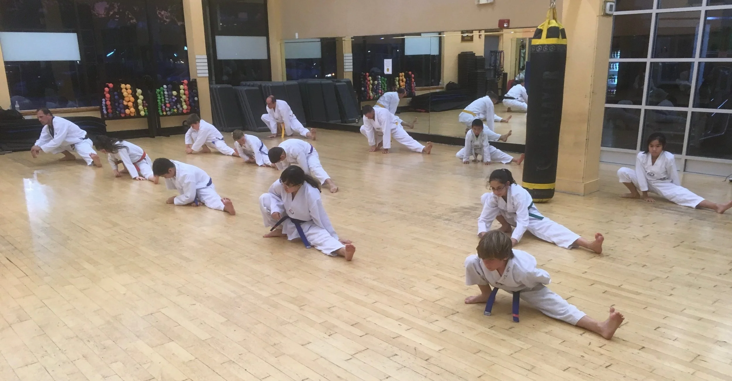 Class does split stretches 