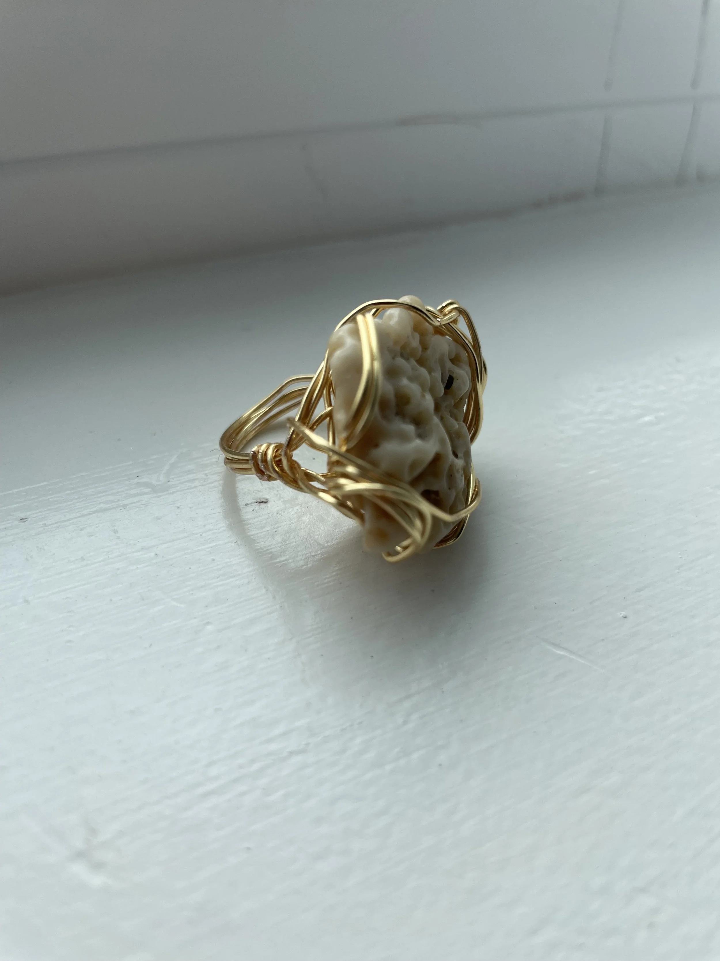 Coral Ring and Earring Set