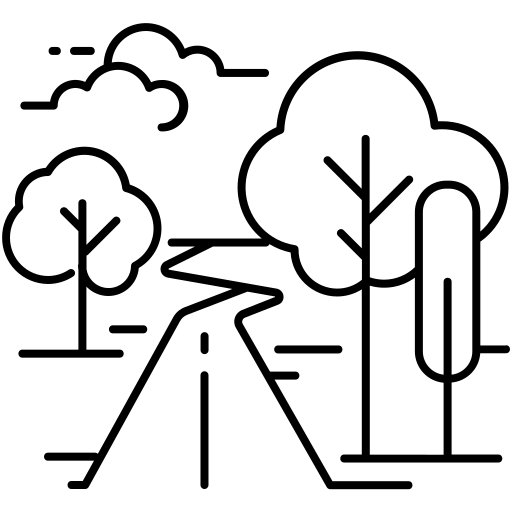Black and white illustration of a stylized cat with a curved tail, standing on all fours.