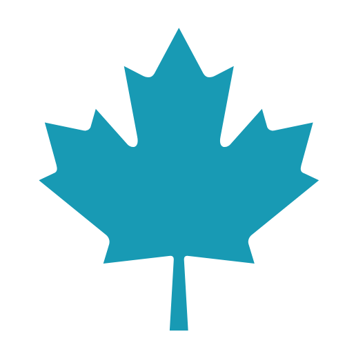 Silhouette d'une feuille d'érable bleue.