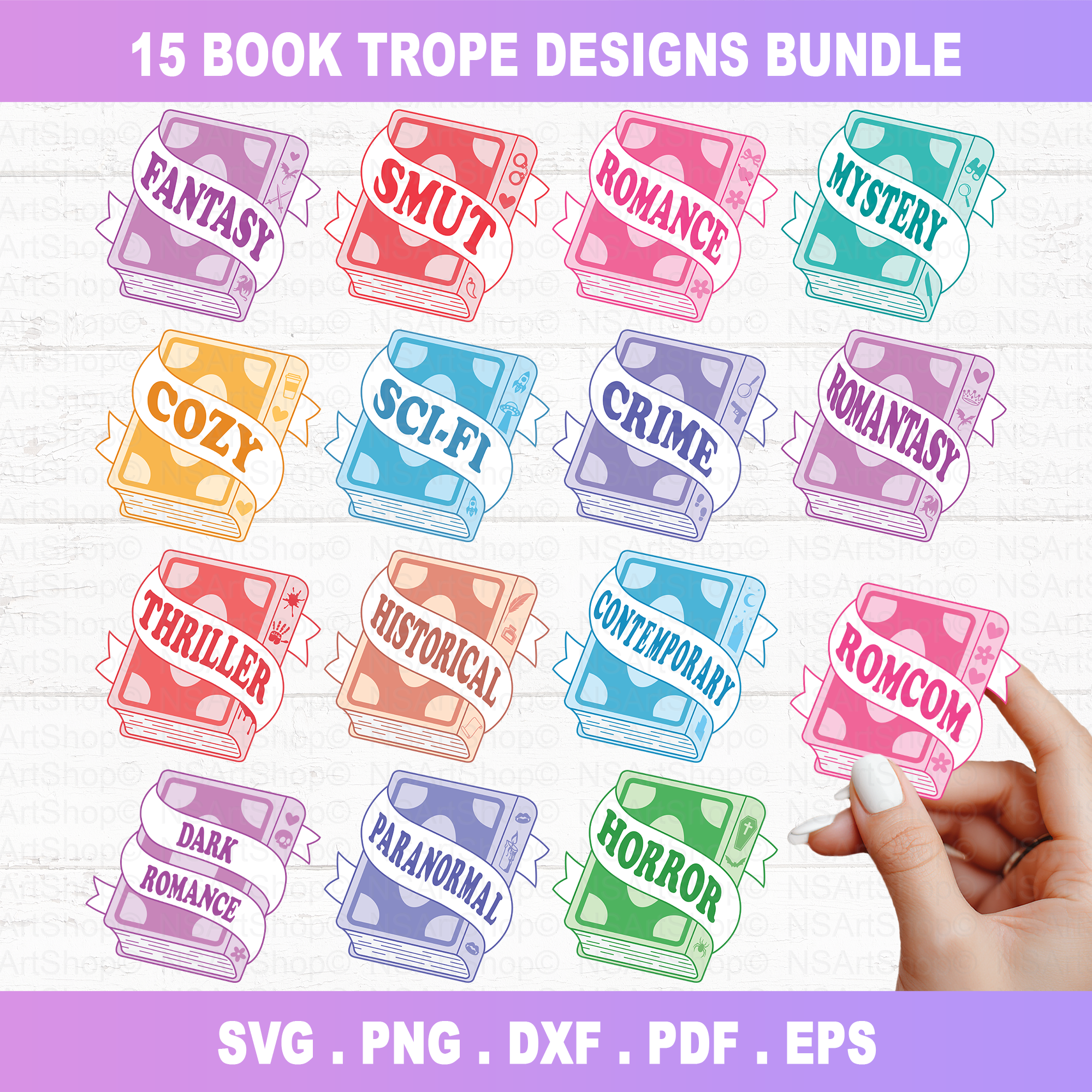 Book Tropes SVG PNG Bundle