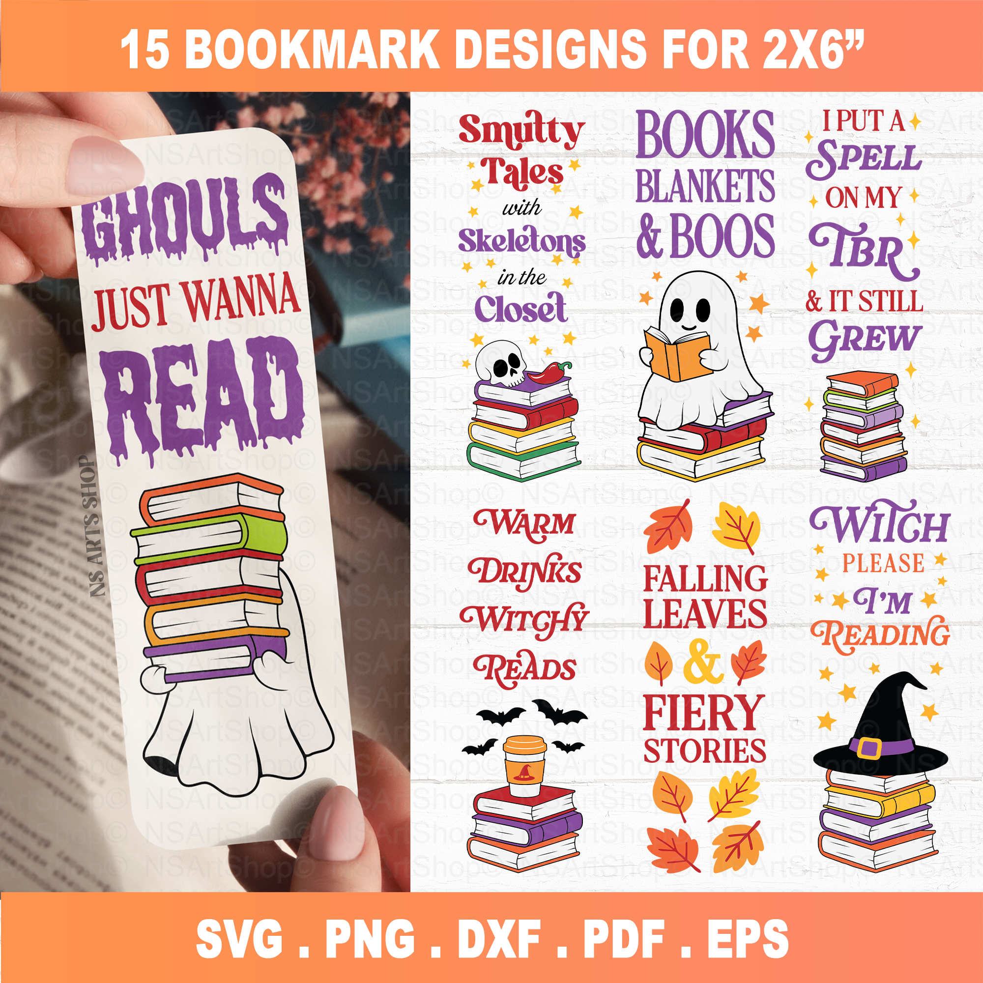 Halloween Bookmark SVG PNG Bundle