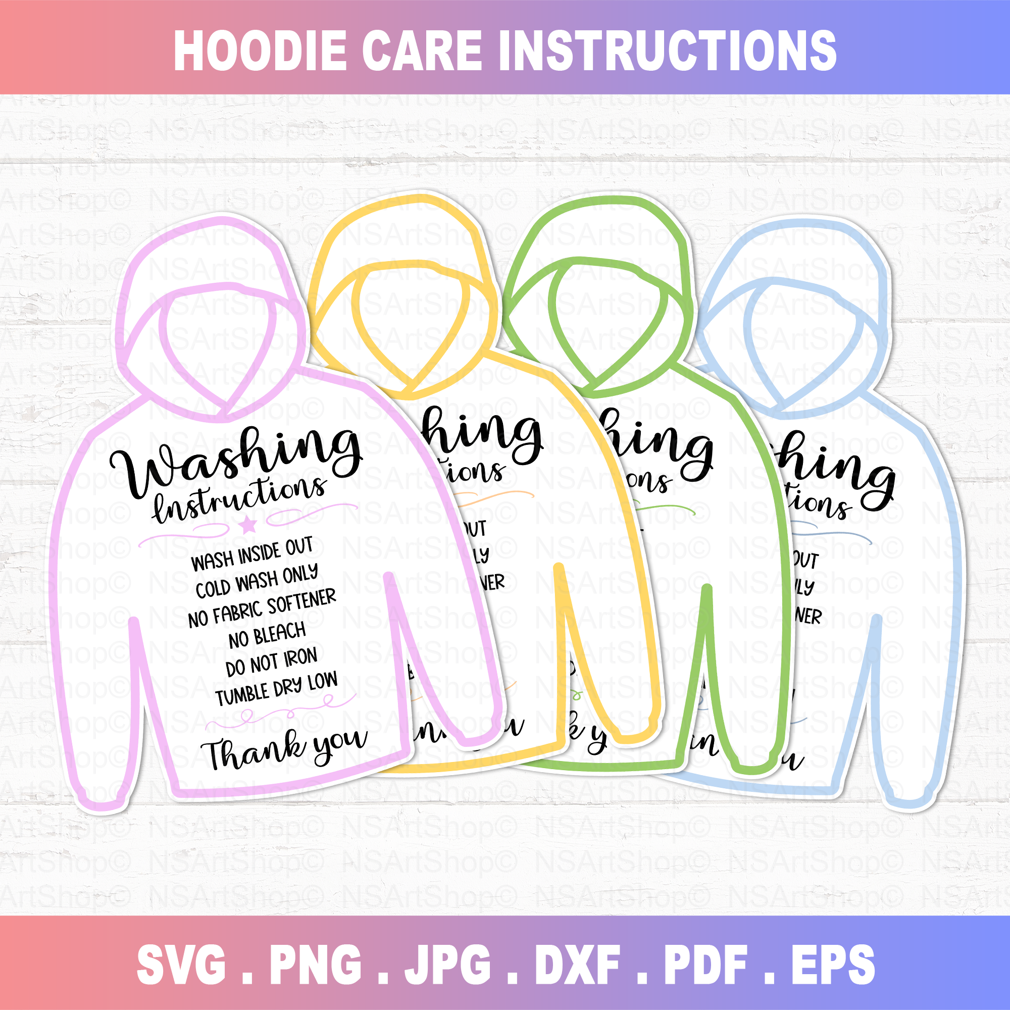 Hoodie Care Instructions SVG PNG
