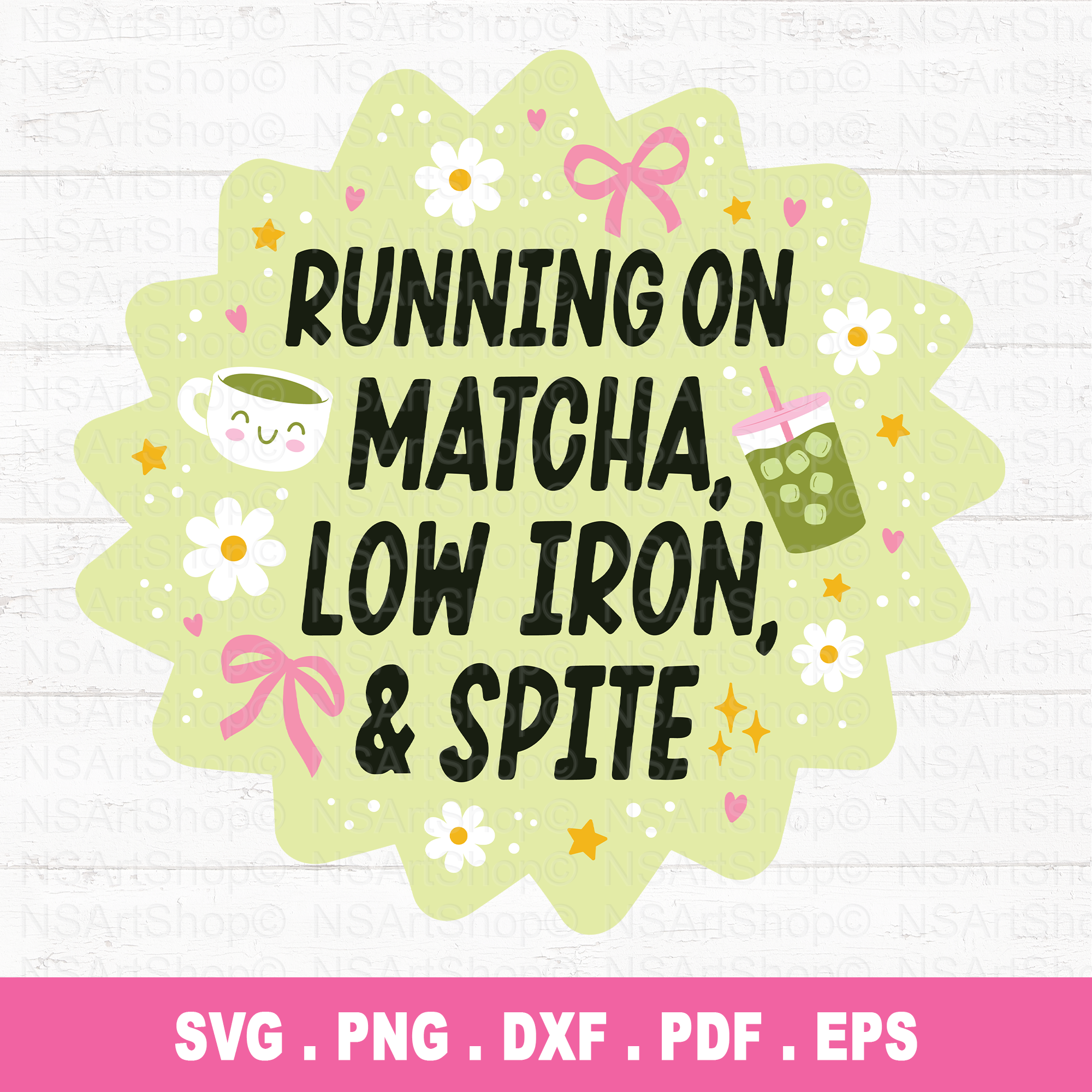 Running On Matcha Low Iron & Spite SVG / PNG