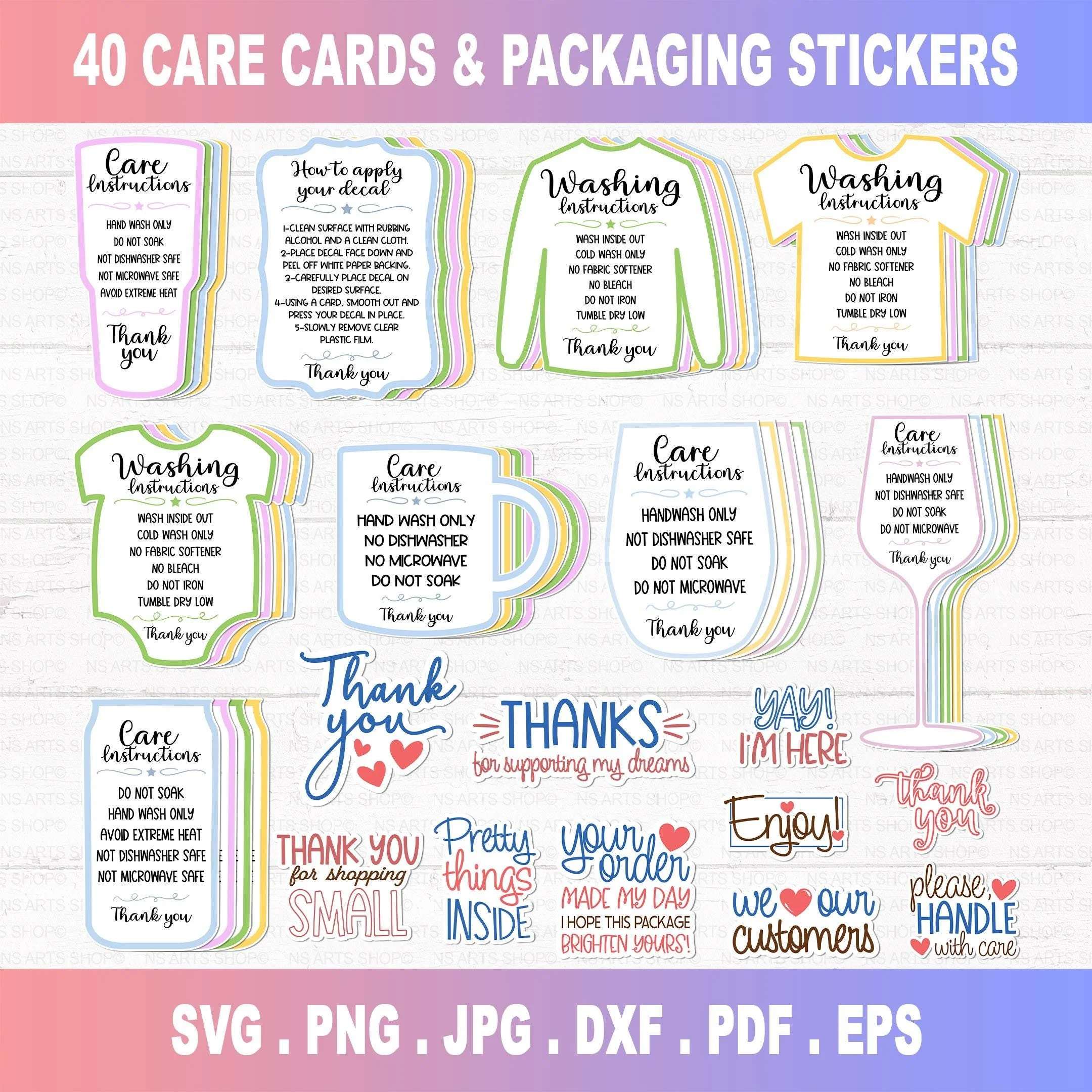 Care Cards & Thank You Stickers SVG Bundle