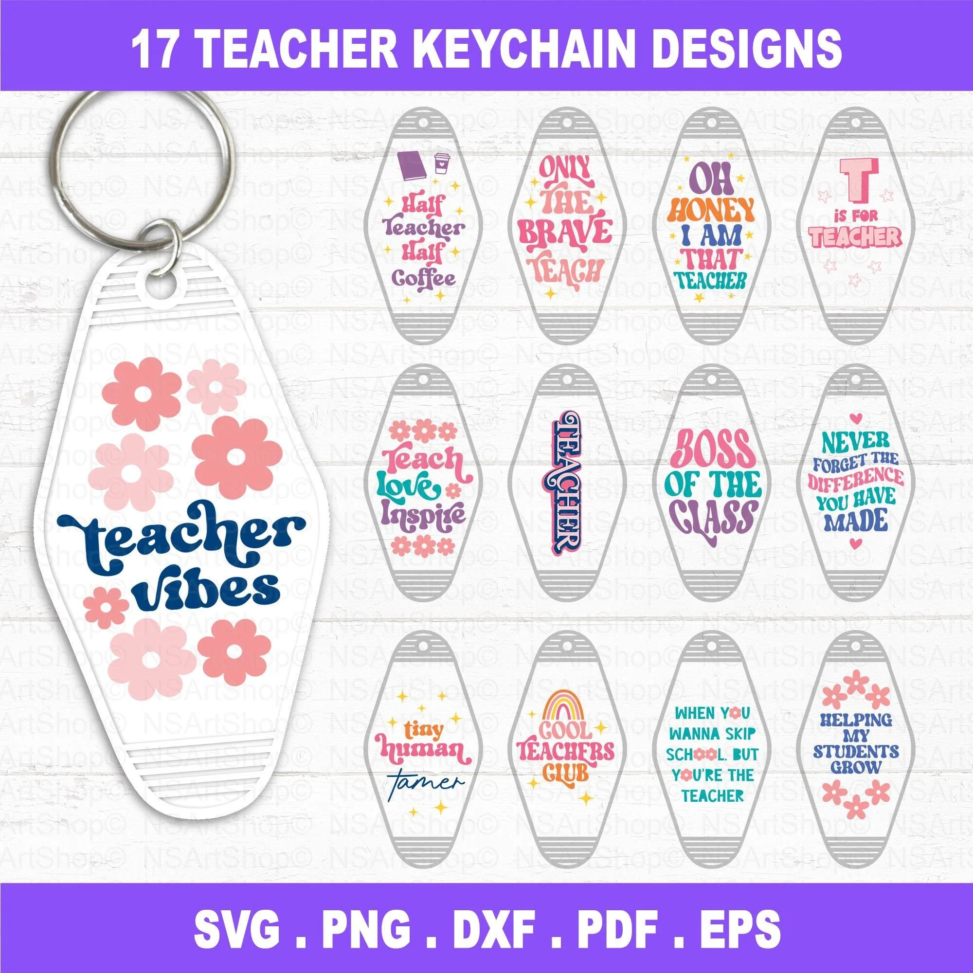 Teacher Keychain SVG Bundle