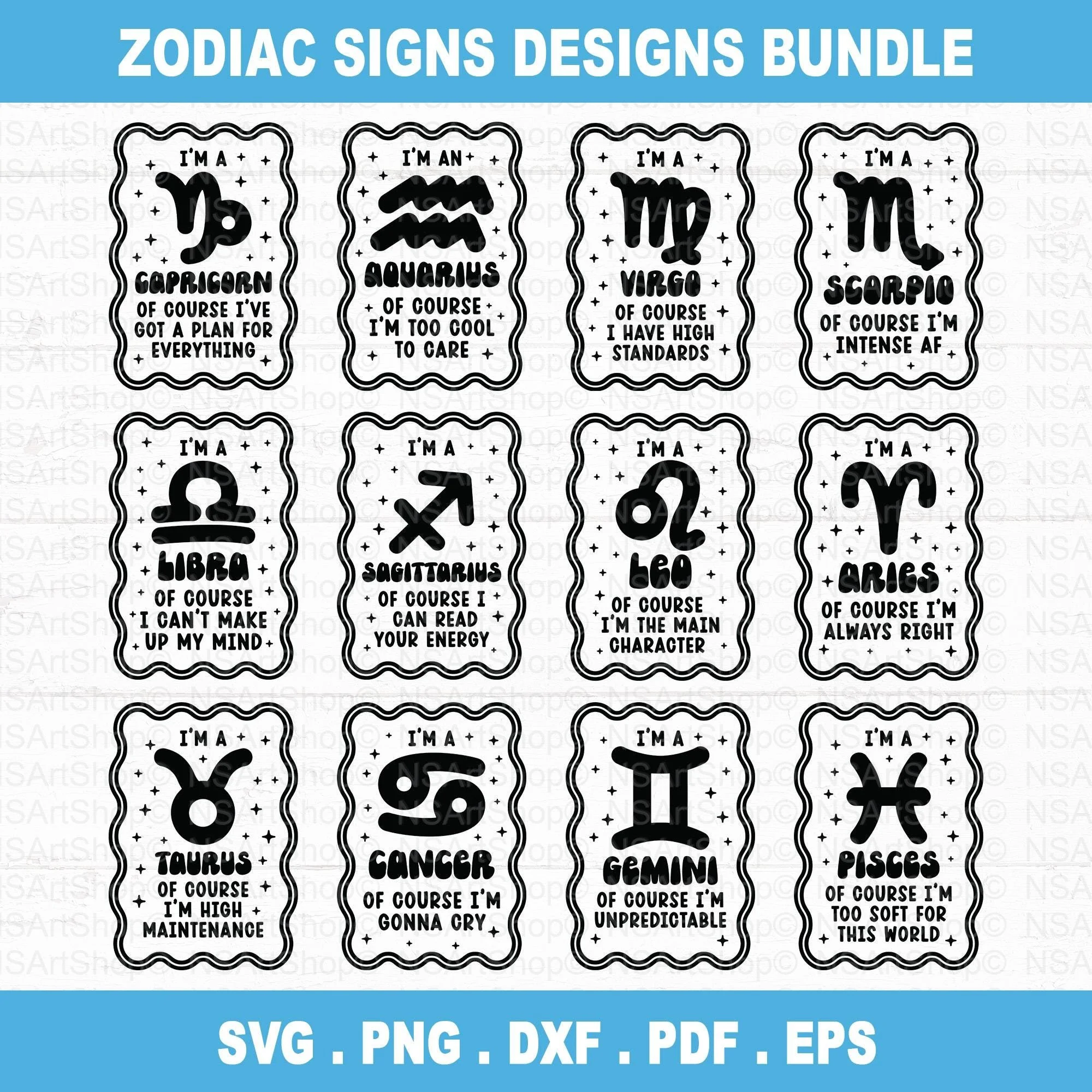Zodiac Signs SVG Bundle