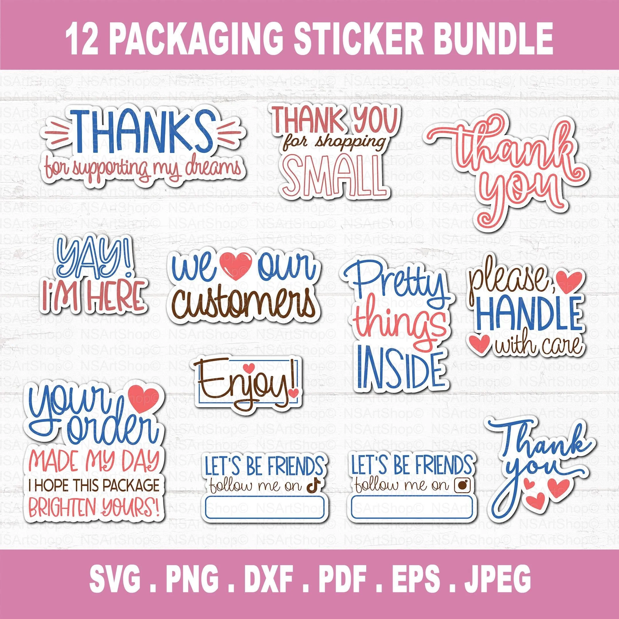 Thank You Packaging Stickers SVG Bundle