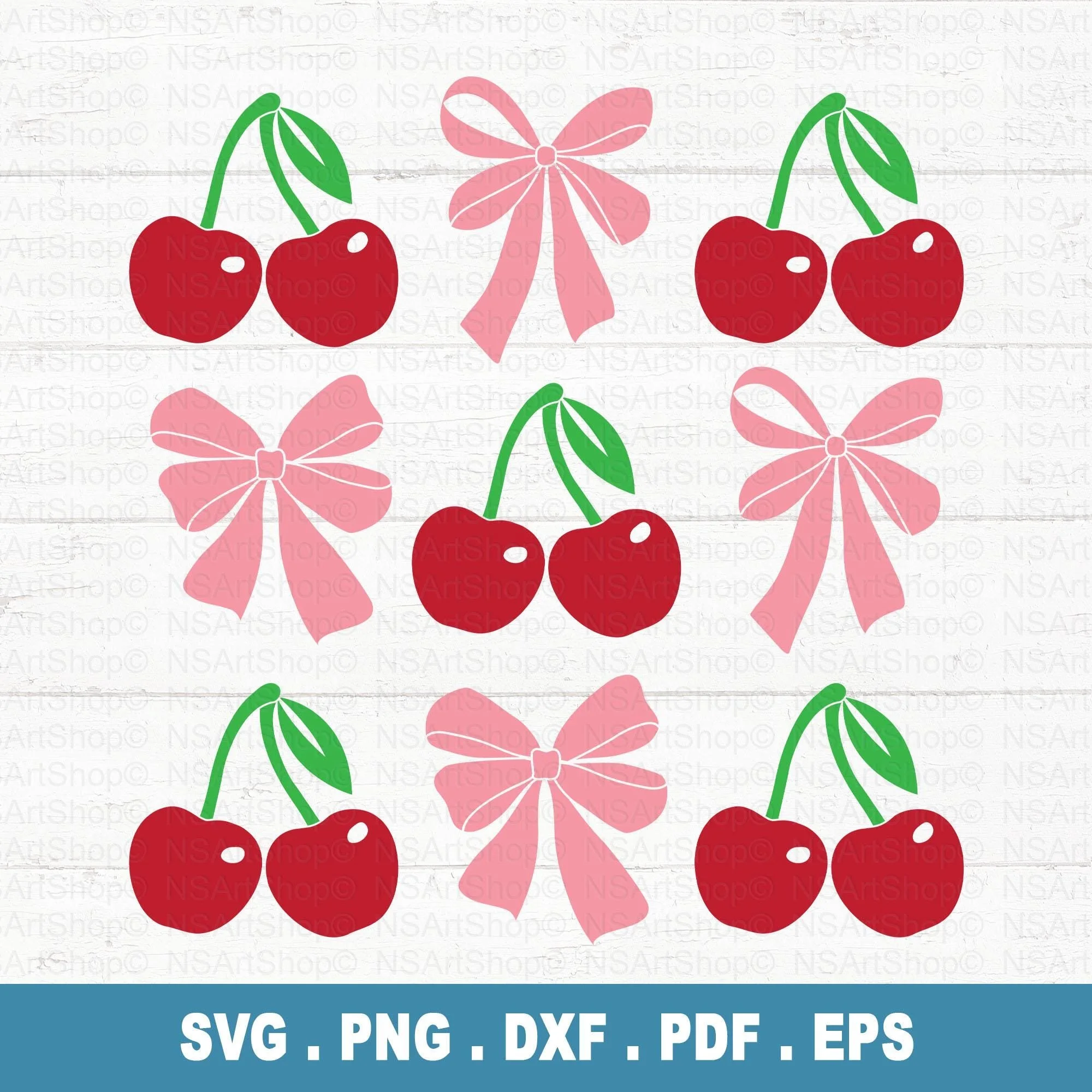 Cherries and Bows SVG