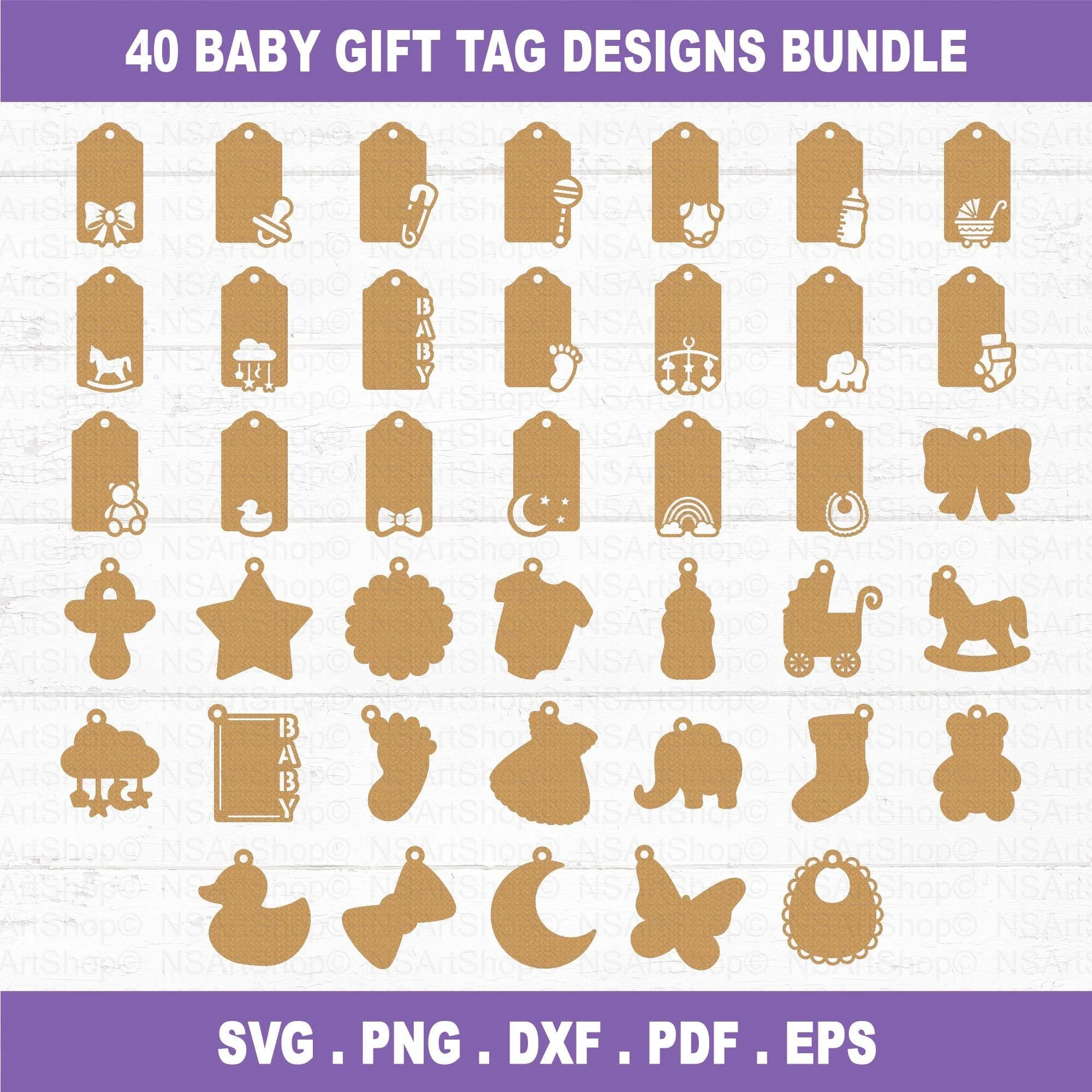 Baby Shower Gift Tags SVG Bundle