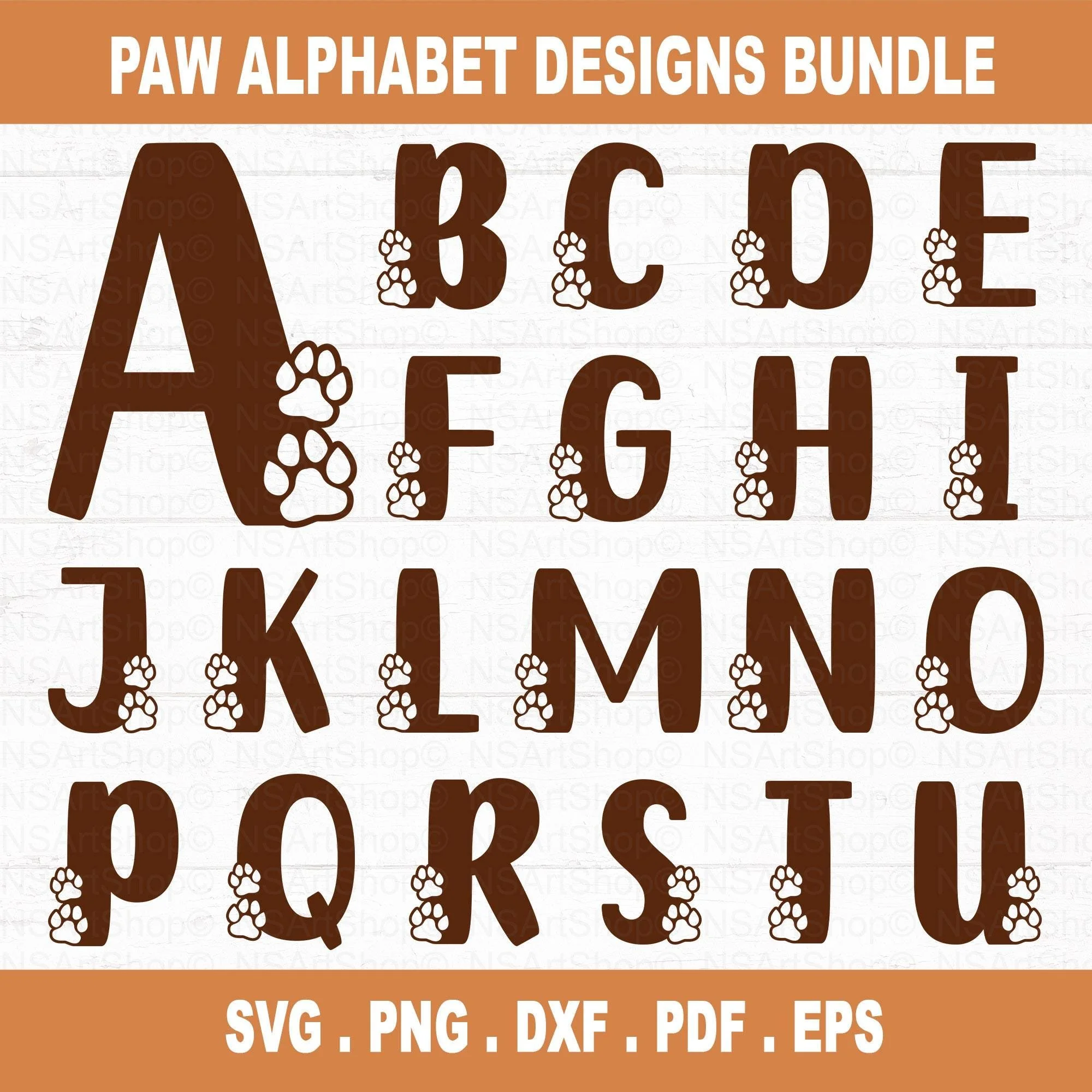 Paw Print Alphabet SVG Bundle