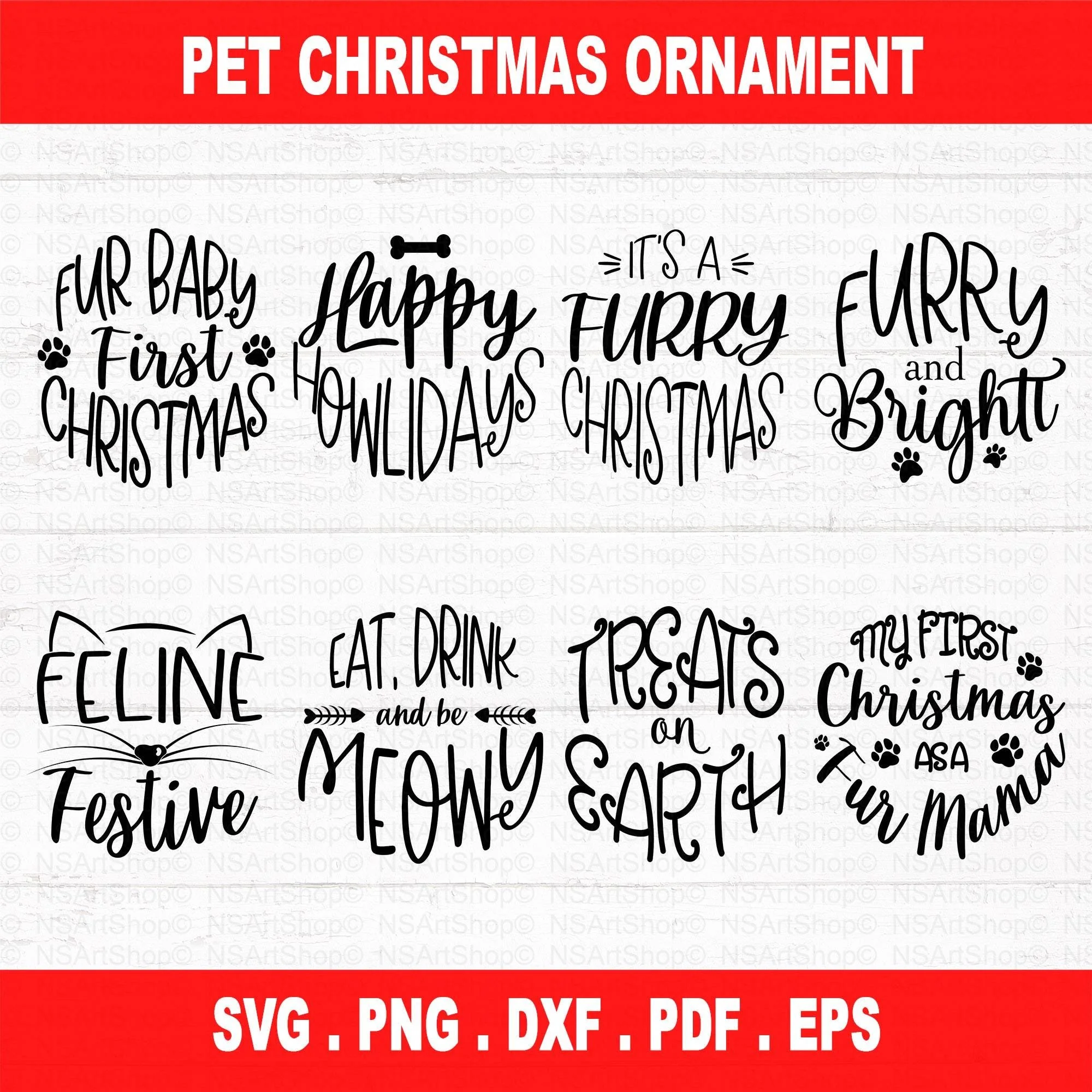 Pet Christmas Ornament SVG Bundle