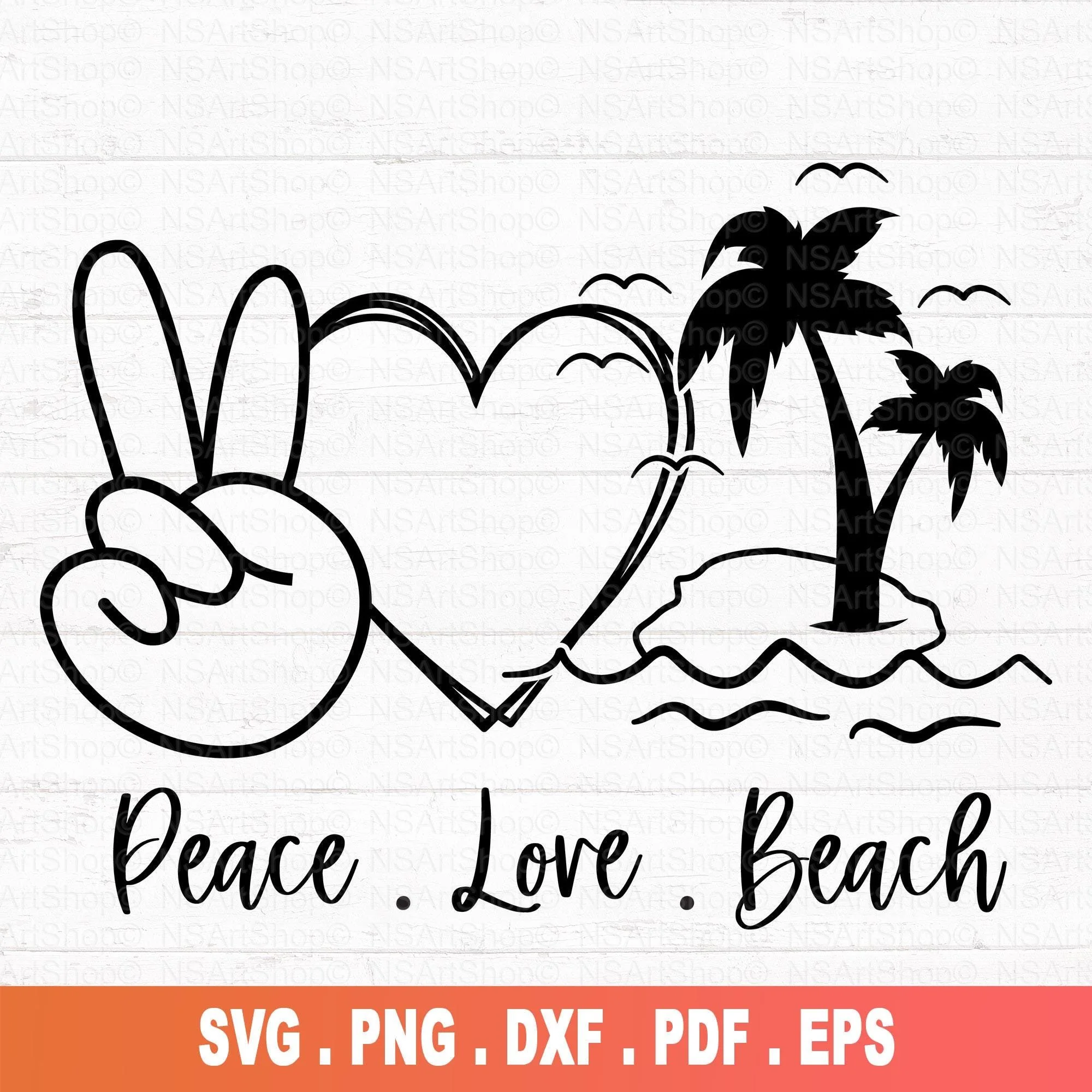 Peace Love Beach SVG