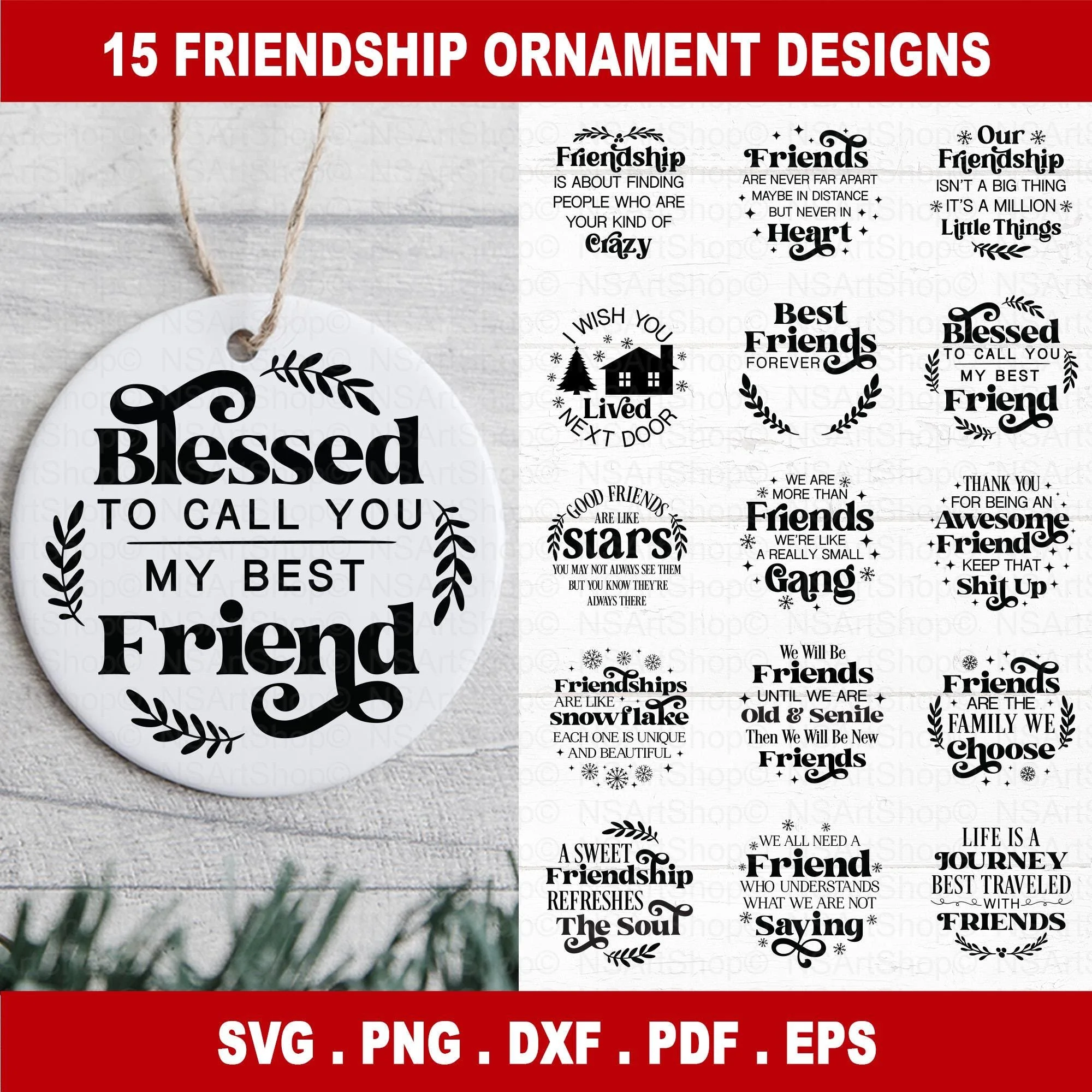 Friendship Christmas Ornament SVG Bundle