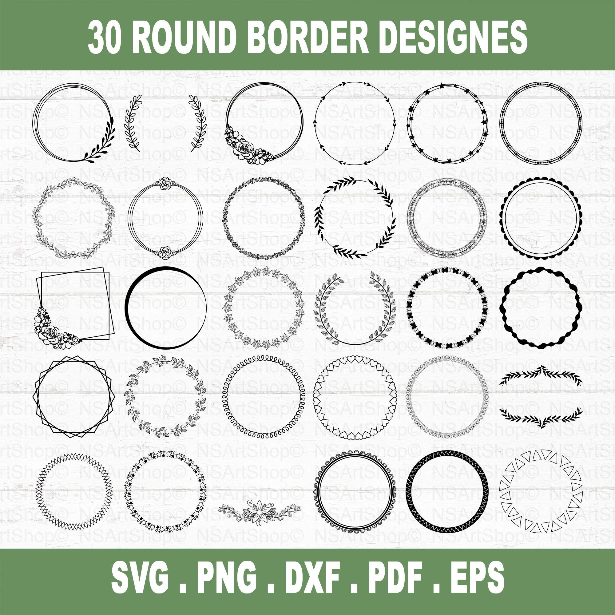 Round Border Wreath SVG Bundle