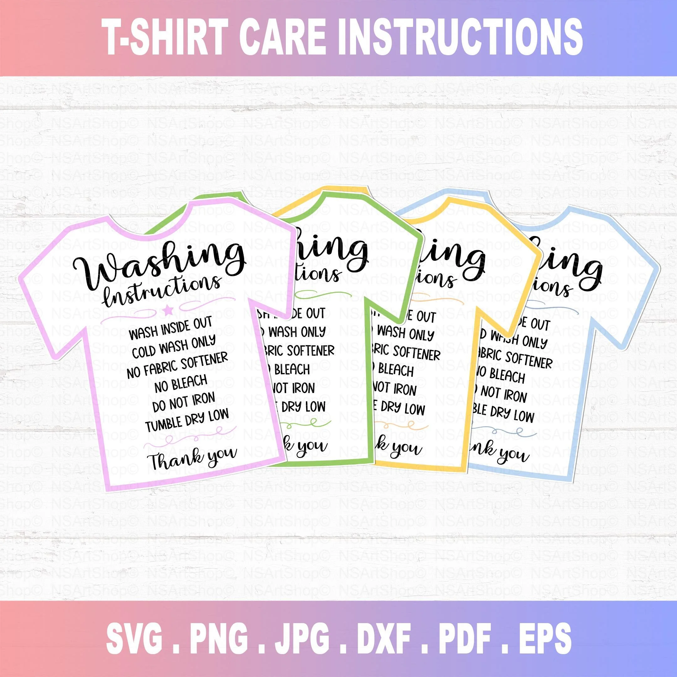 Shirt Care Instruction Card SVG / PNG