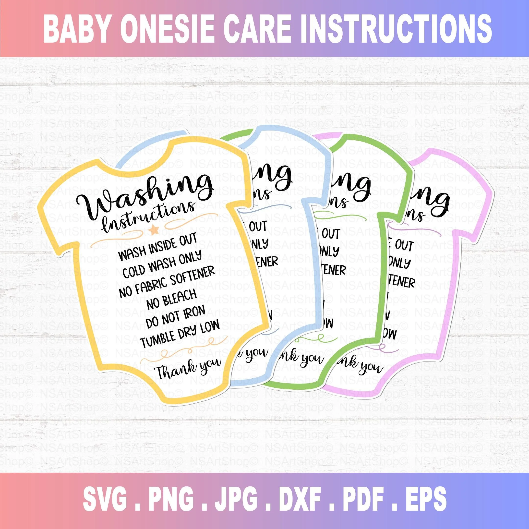 Baby Onesie Care Instructions SVG