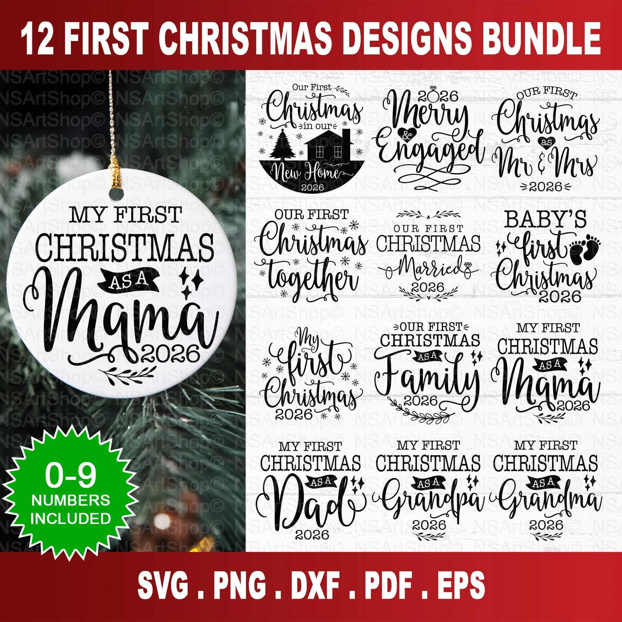 First Christmas Ornaments SVG Bundle