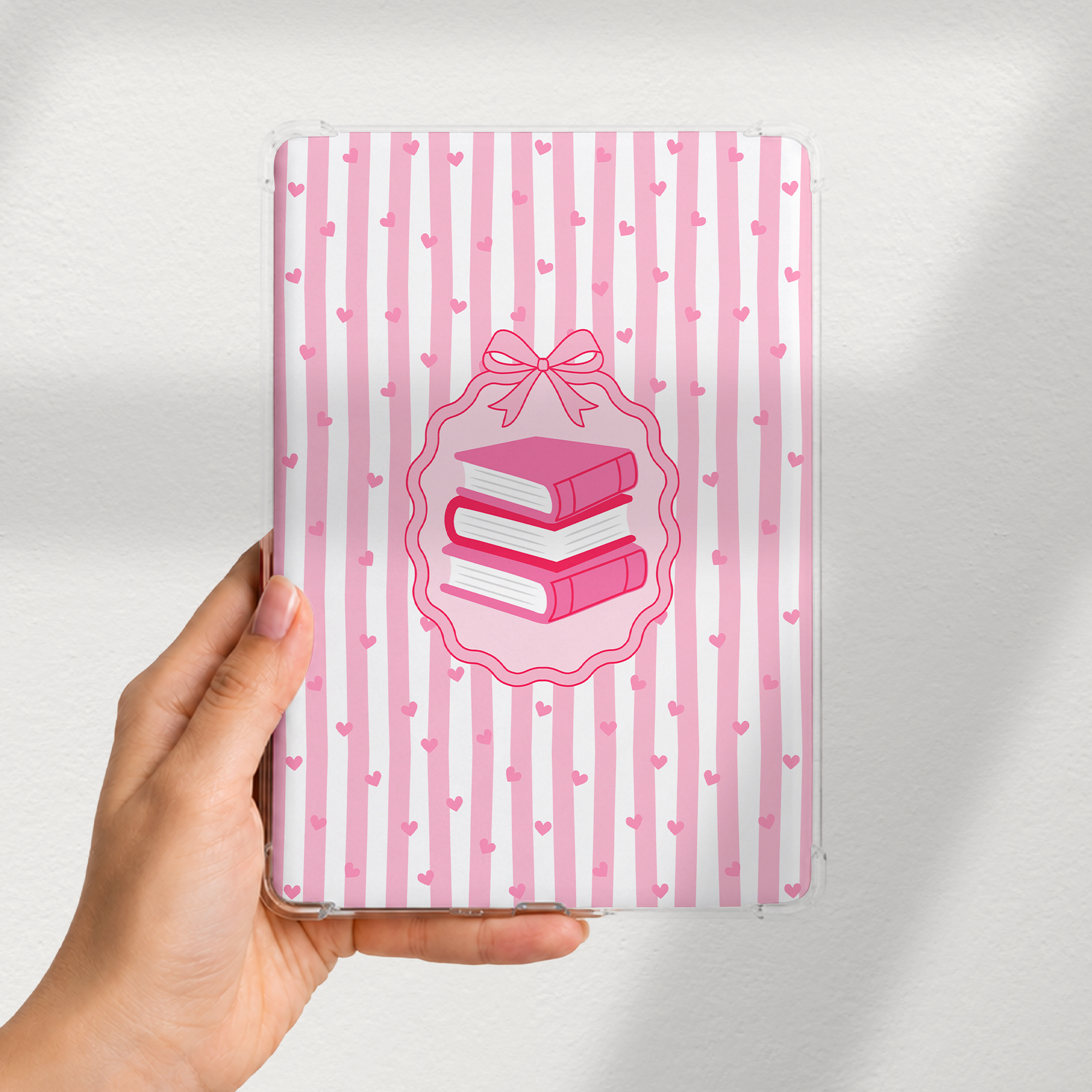 Pink stripes Book Stack Kindle Case Insert.png