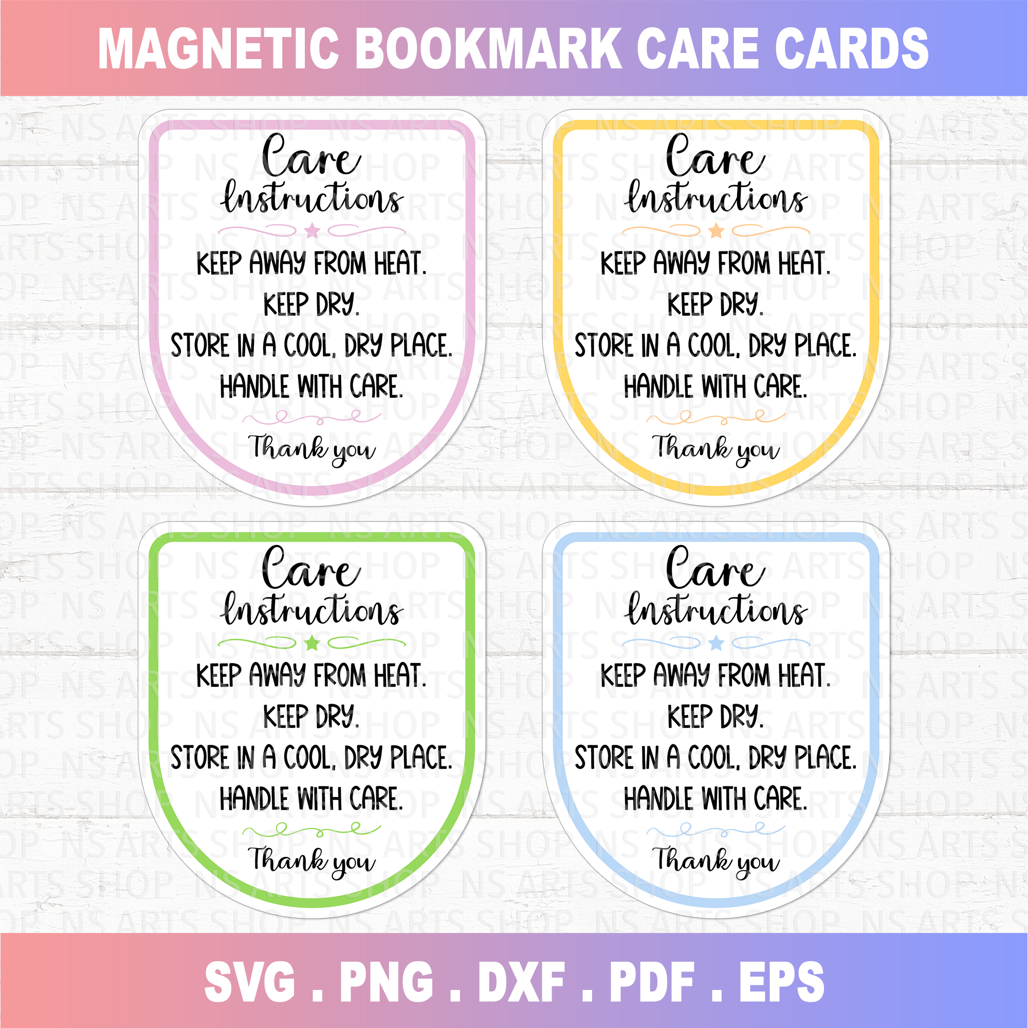 Magnetic Bookmark Care Instruction Card SVG / PNG