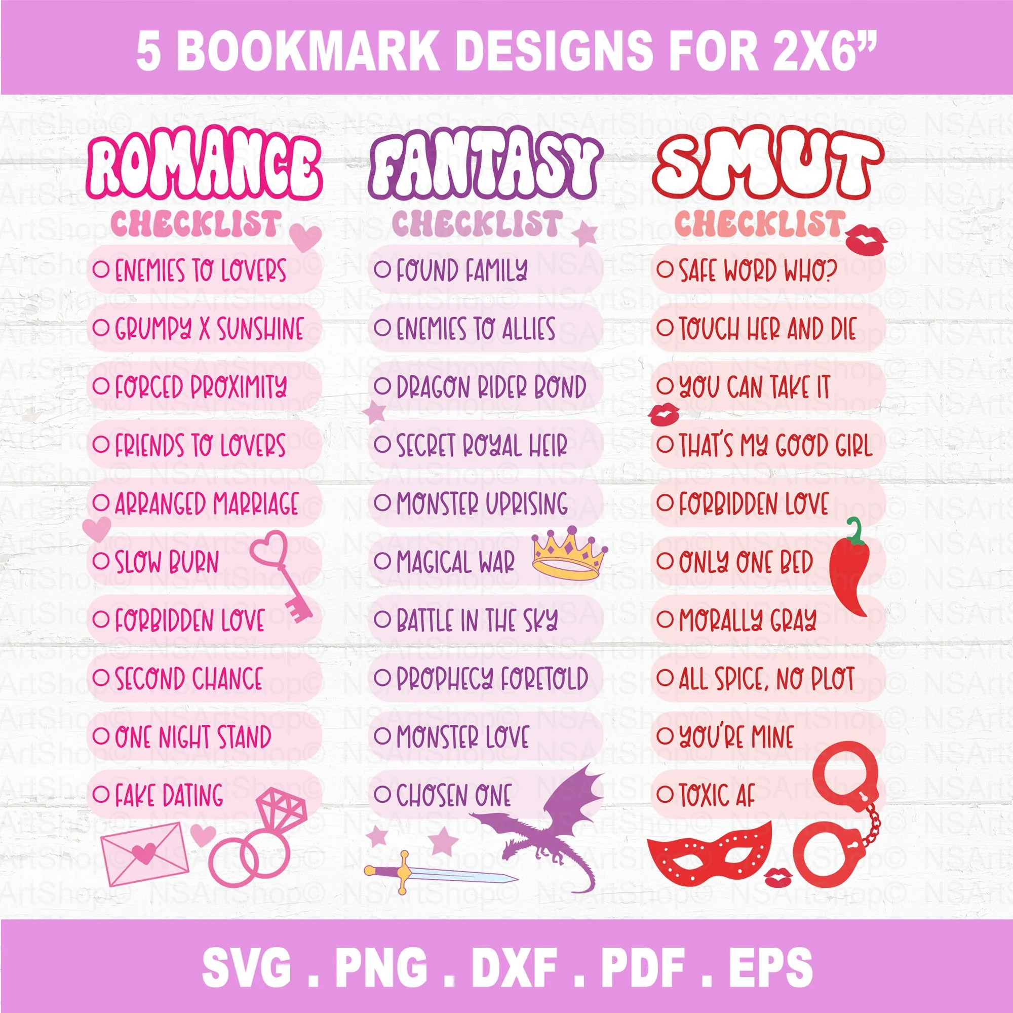 Book Check List Bookmark SVG PNG Designs