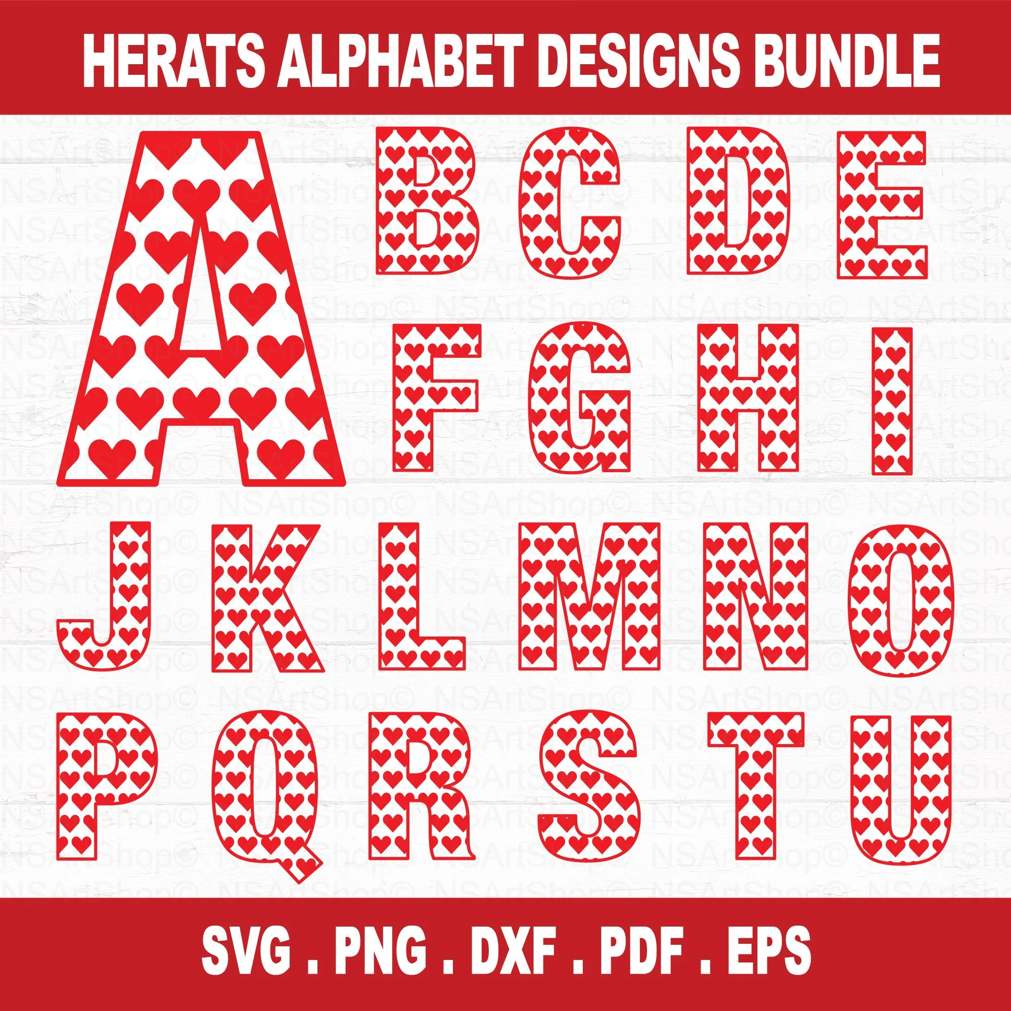 Hearts Alphabet SVG Bundle